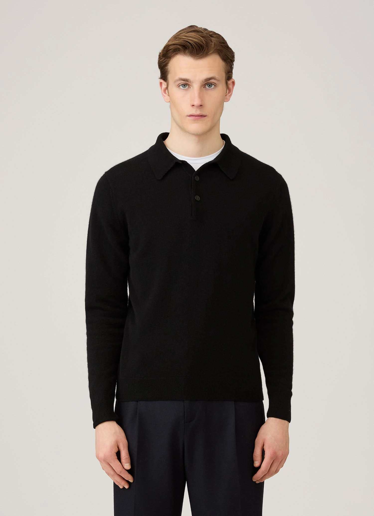 Men's Cashmere Polo Shirt in Black Dynamic Edition