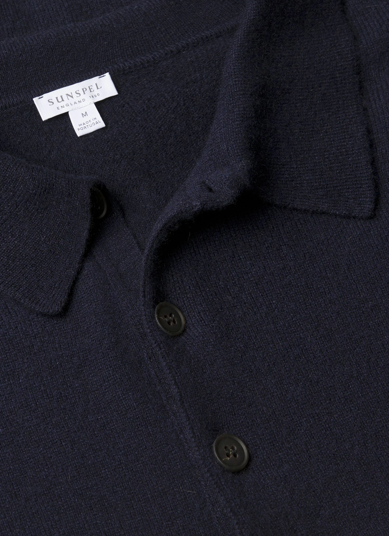 Men's Cashmere Polo Shirt in Navy Turn-down Collar