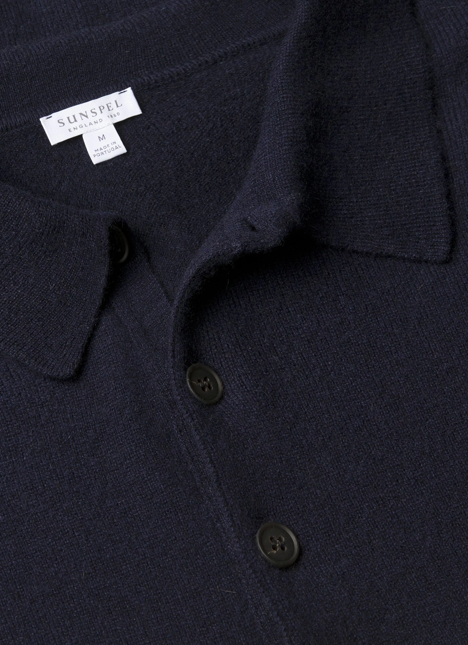 Men's Cashmere Polo Shirt in Navy Turn-down Collar