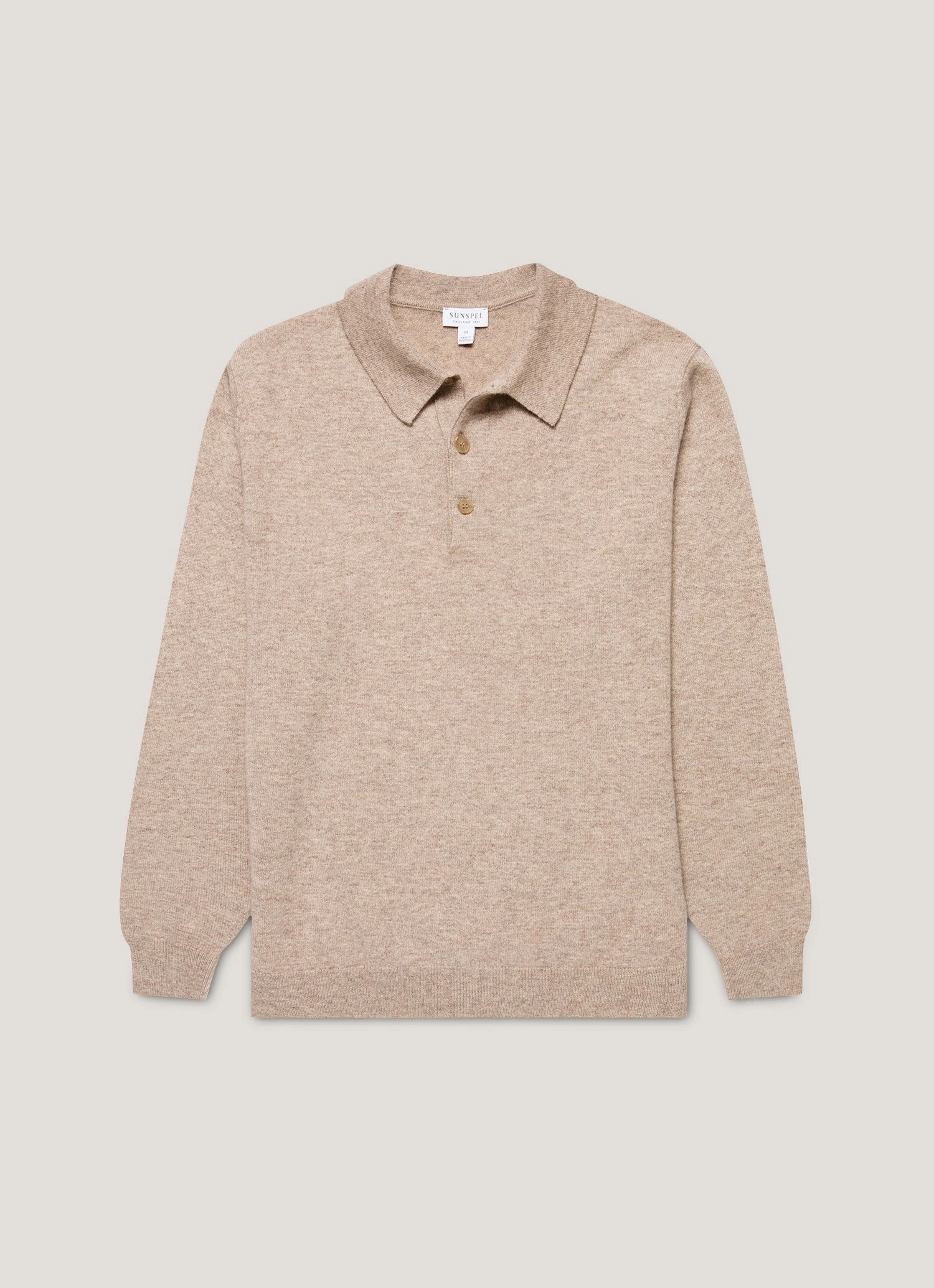 Men's Cashmere Polo Shirt in Oatmeal Melange Modern Pulse Trend Spirit