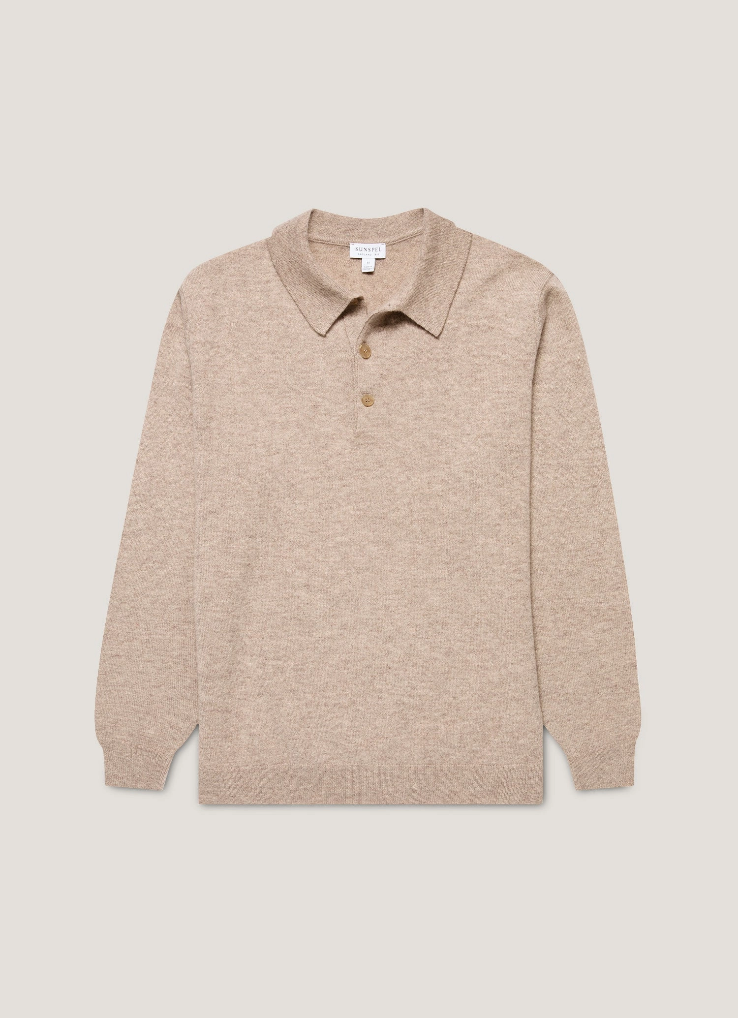 Minimal Trend Fresh Trend Look Men's Cashmere Polo Shirt in Oatmeal Melange