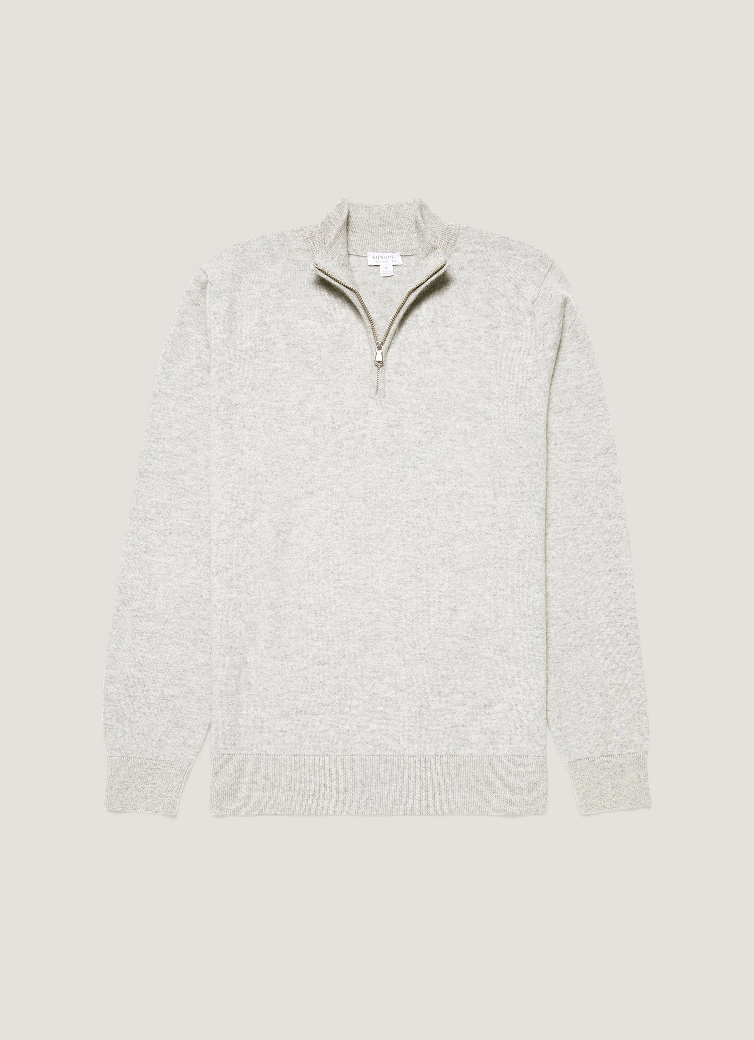 Warm layering sweater Cozy casual knit Men's Cashmere Zip Neck Jumper in Grey Melange