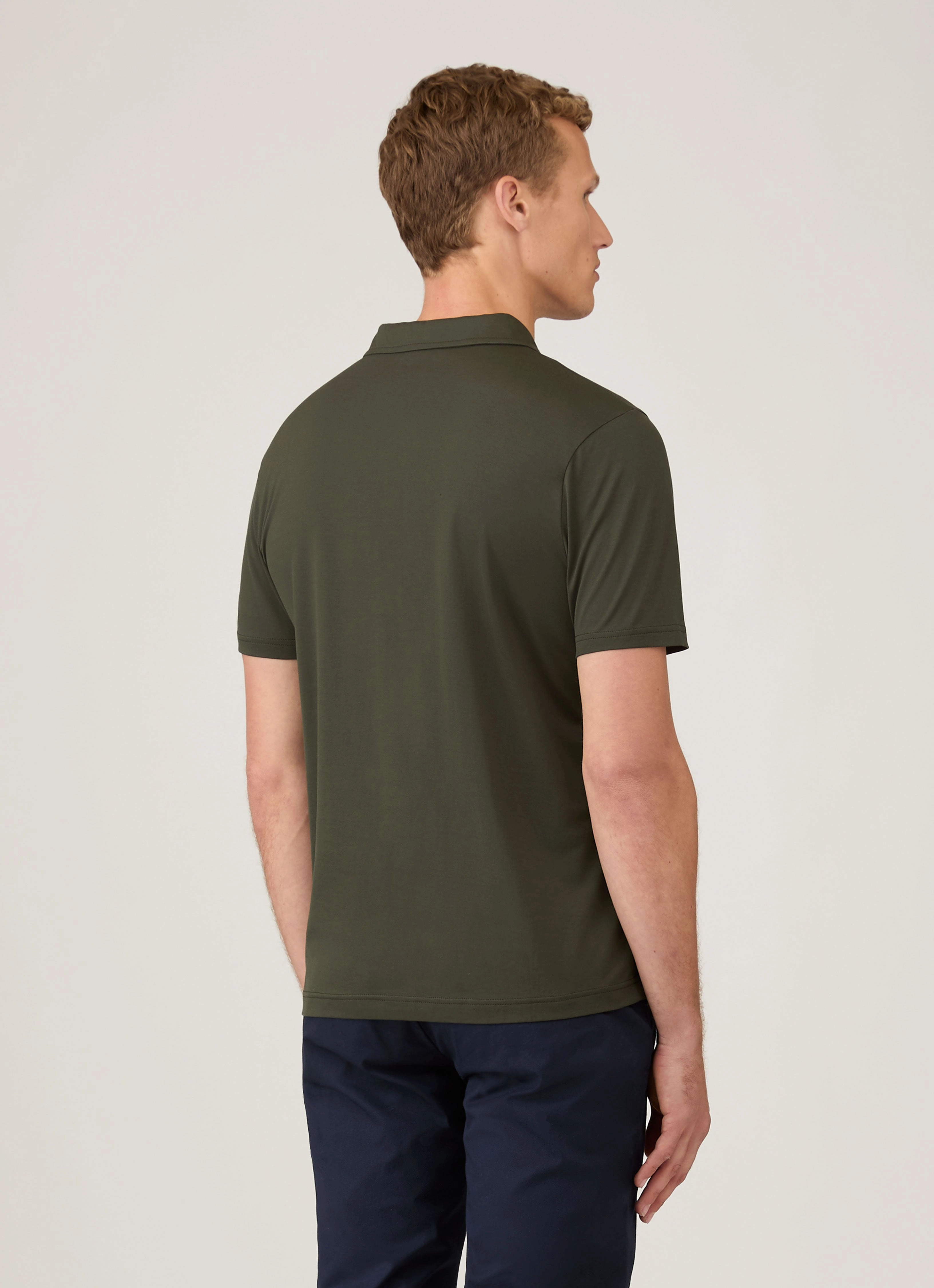 Men's Classic Jersey Polo Shirt in Dark Green Trendy Fit Beach