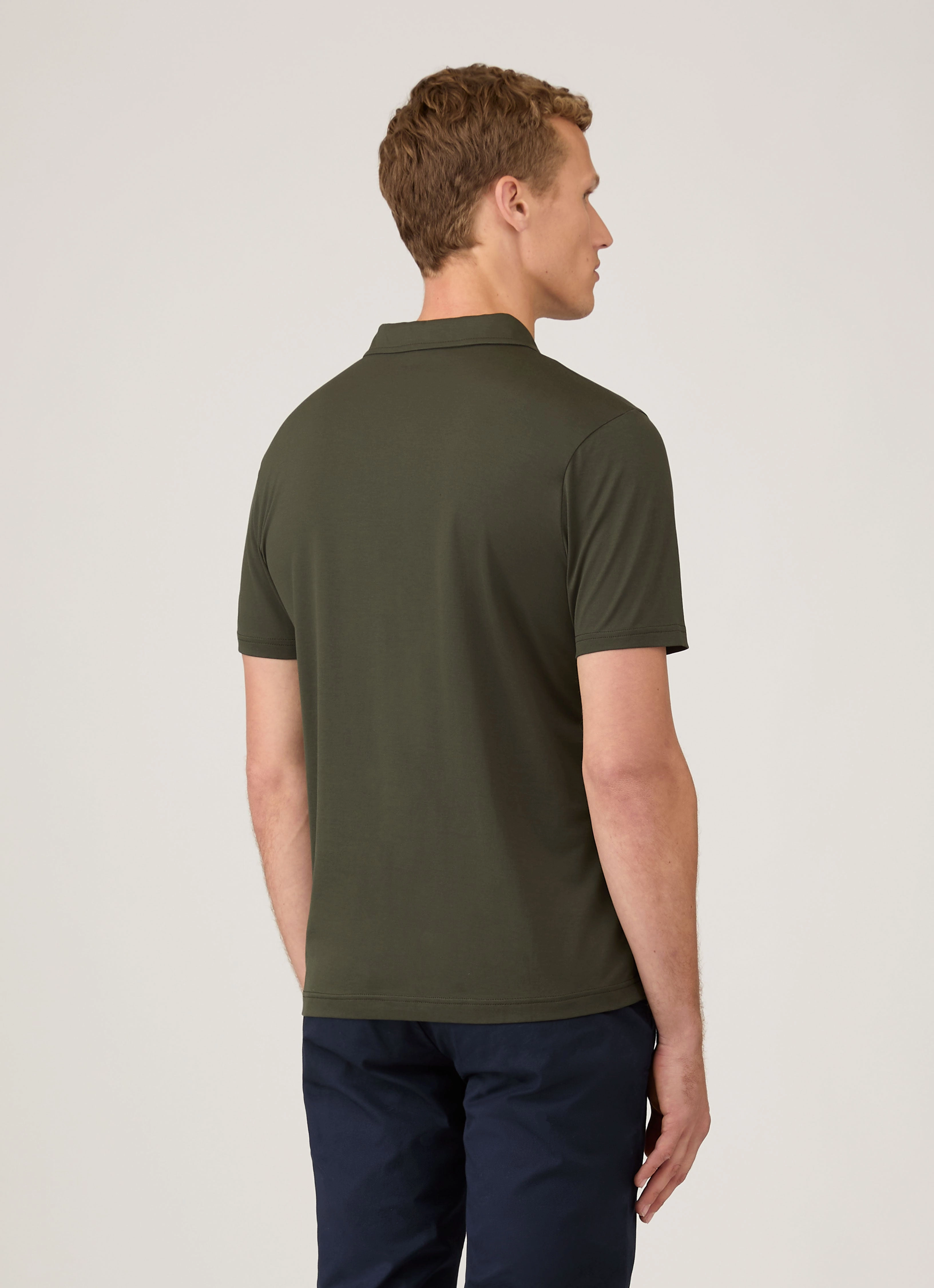 Men's Classic Jersey Polo Shirt in Dark Green Trendy Fit Beach