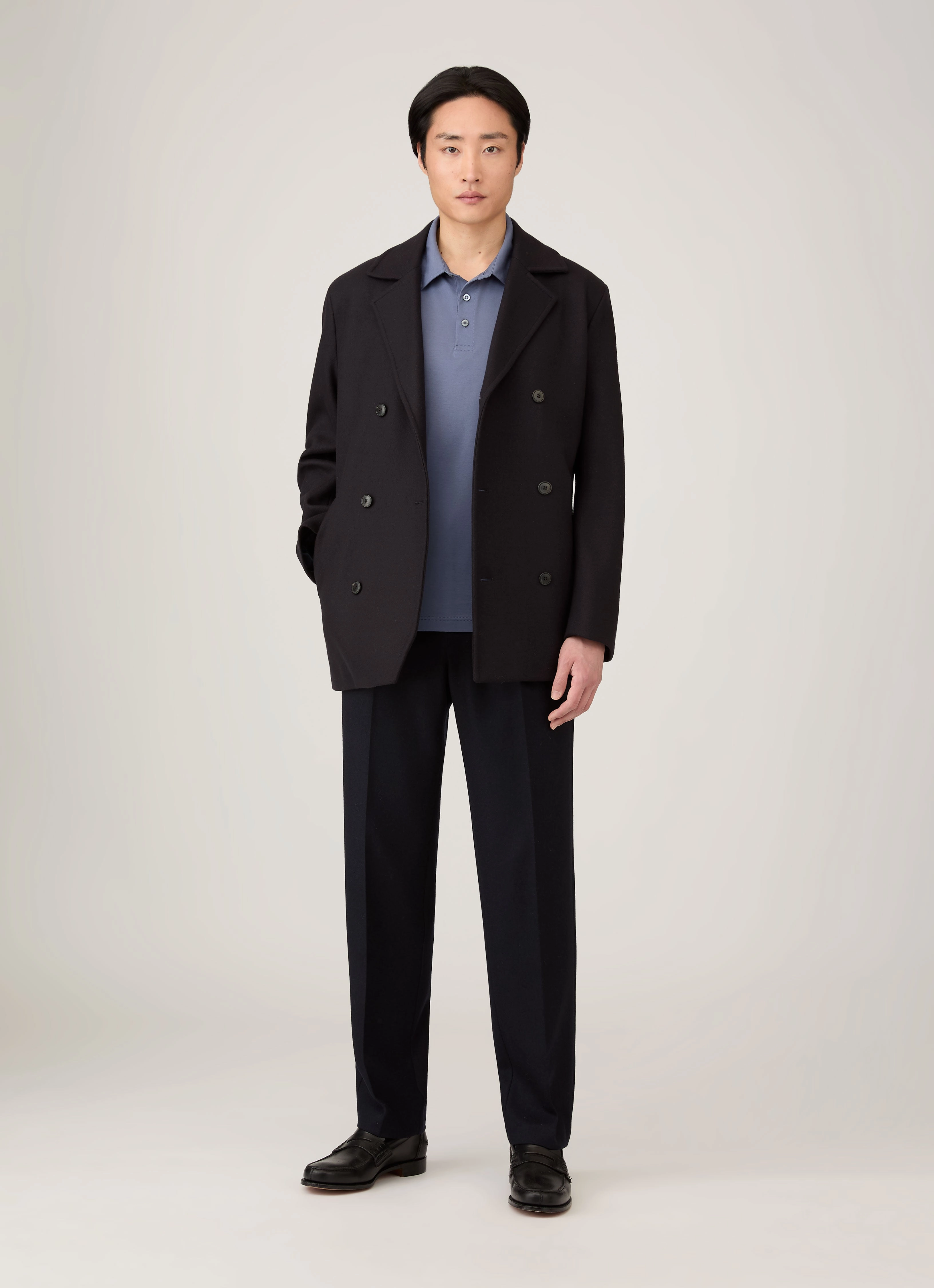 Men's Classic Jersey Polo Shirt in Selvedge Blue Signature Flow