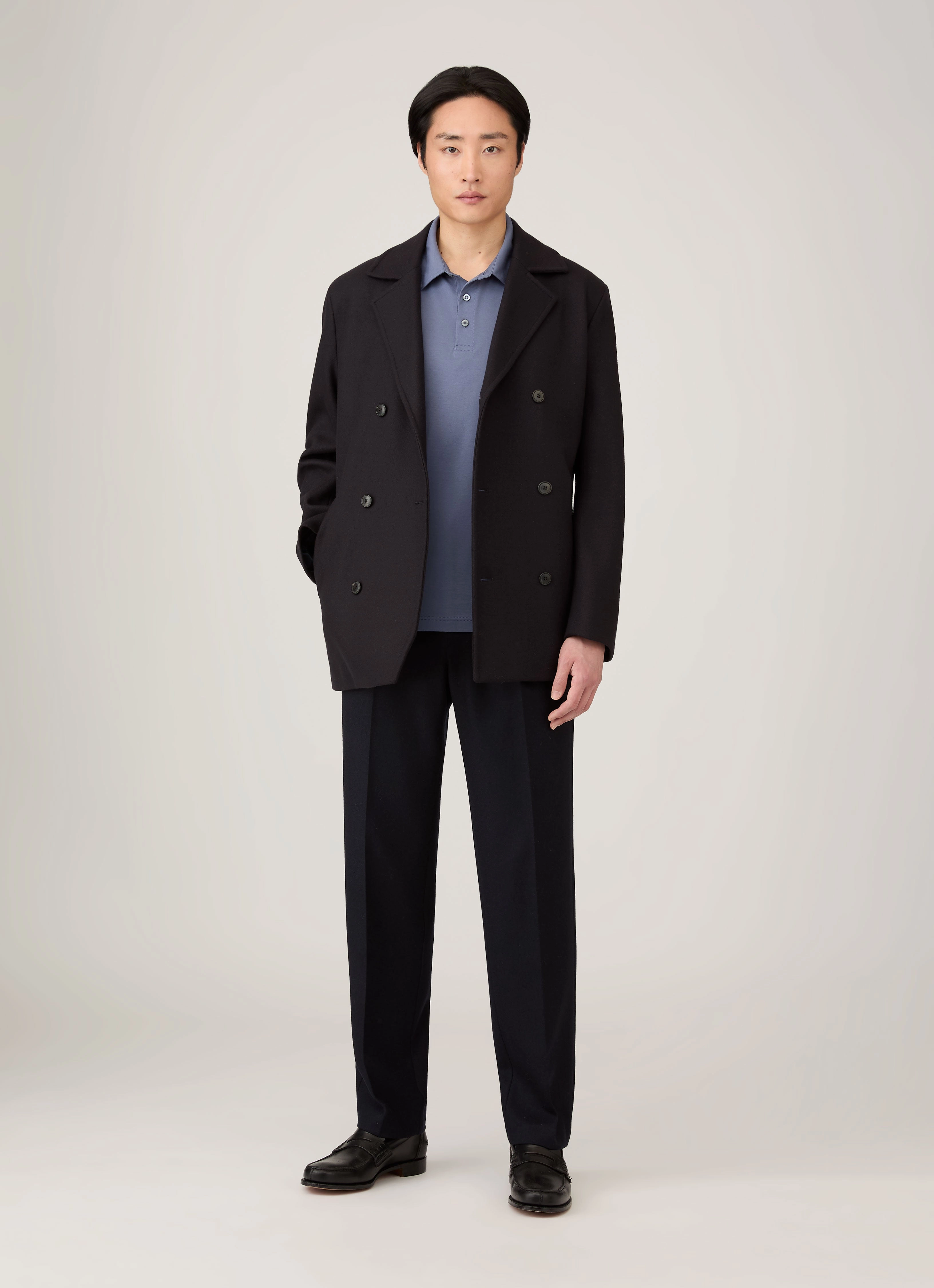 Men's Classic Jersey Polo Shirt in Selvedge Blue Signature Flow