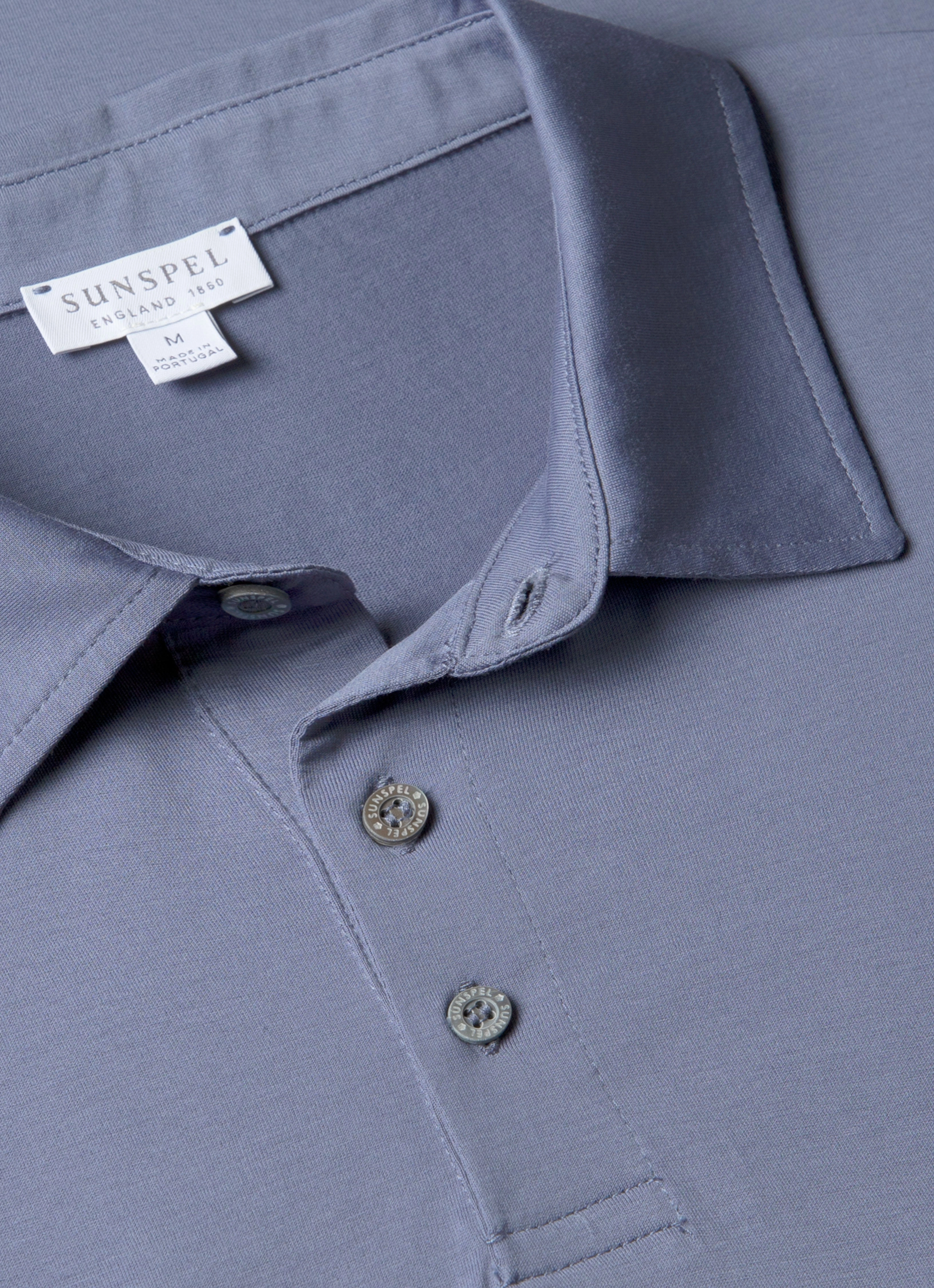 Men's Classic Jersey Polo Shirt in Selvedge Blue Signature Flow