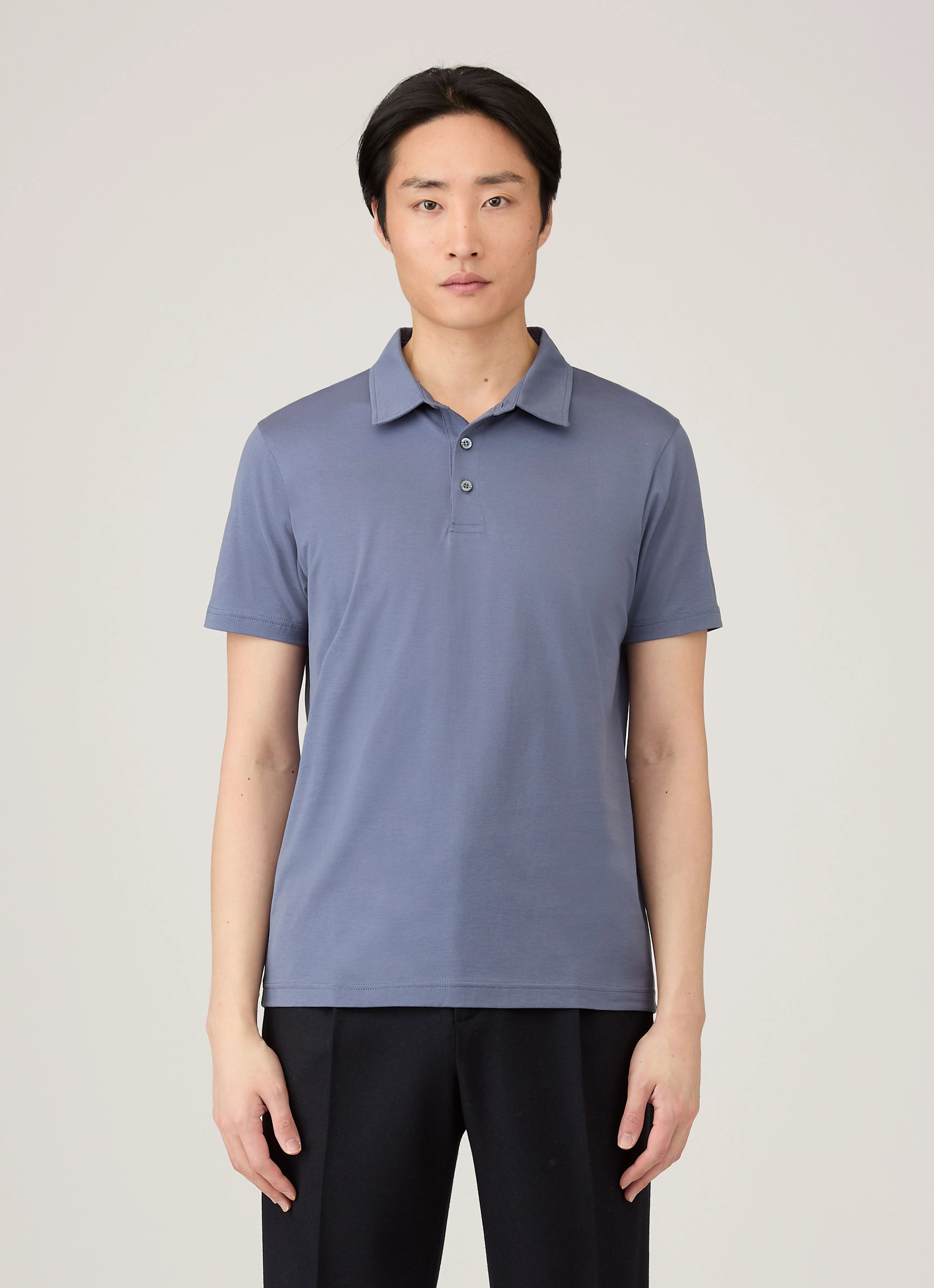 Men's Classic Jersey Polo Shirt in Selvedge Blue Signature Flow