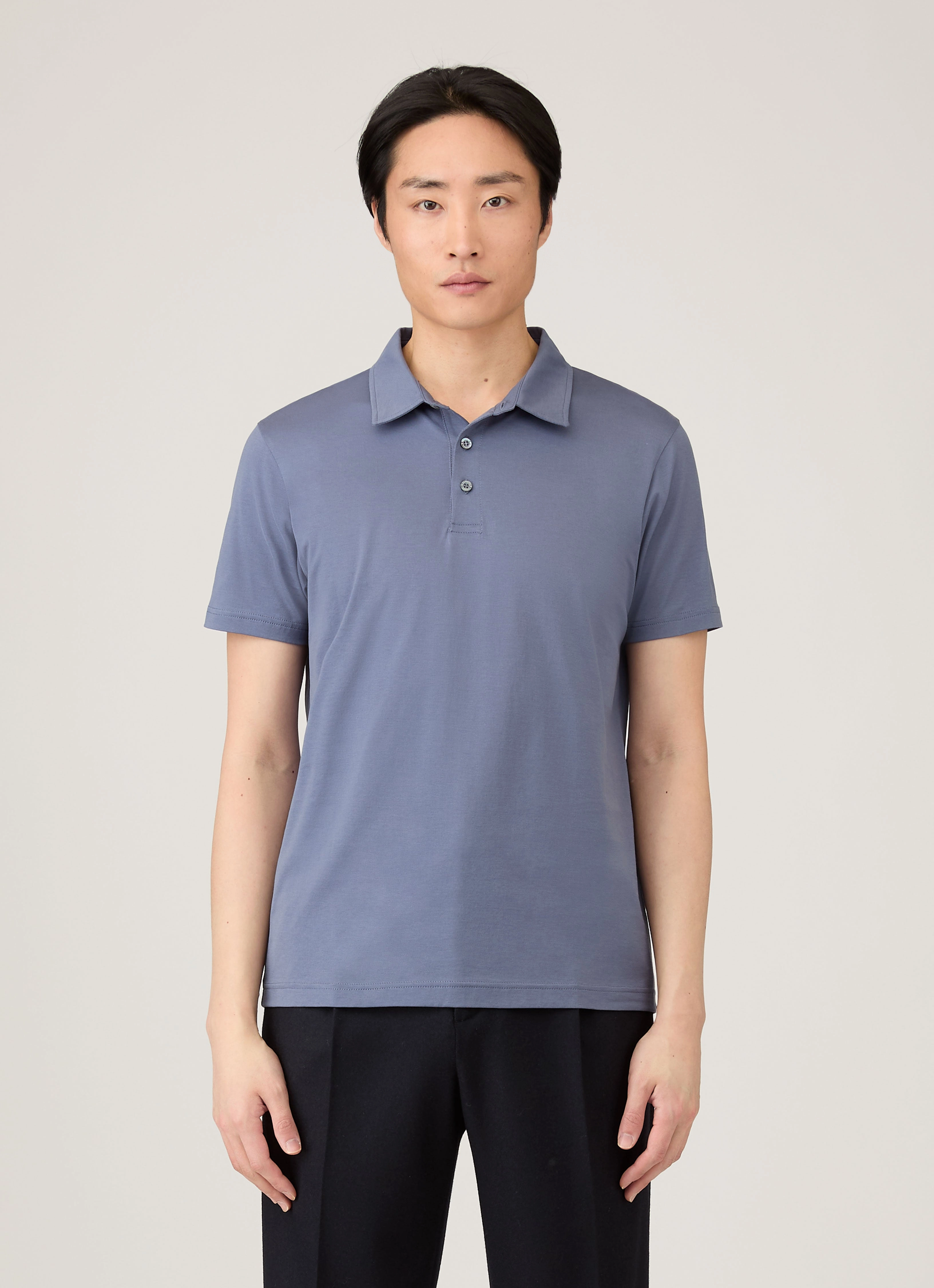 Men's Classic Jersey Polo Shirt in Selvedge Blue Signature Flow