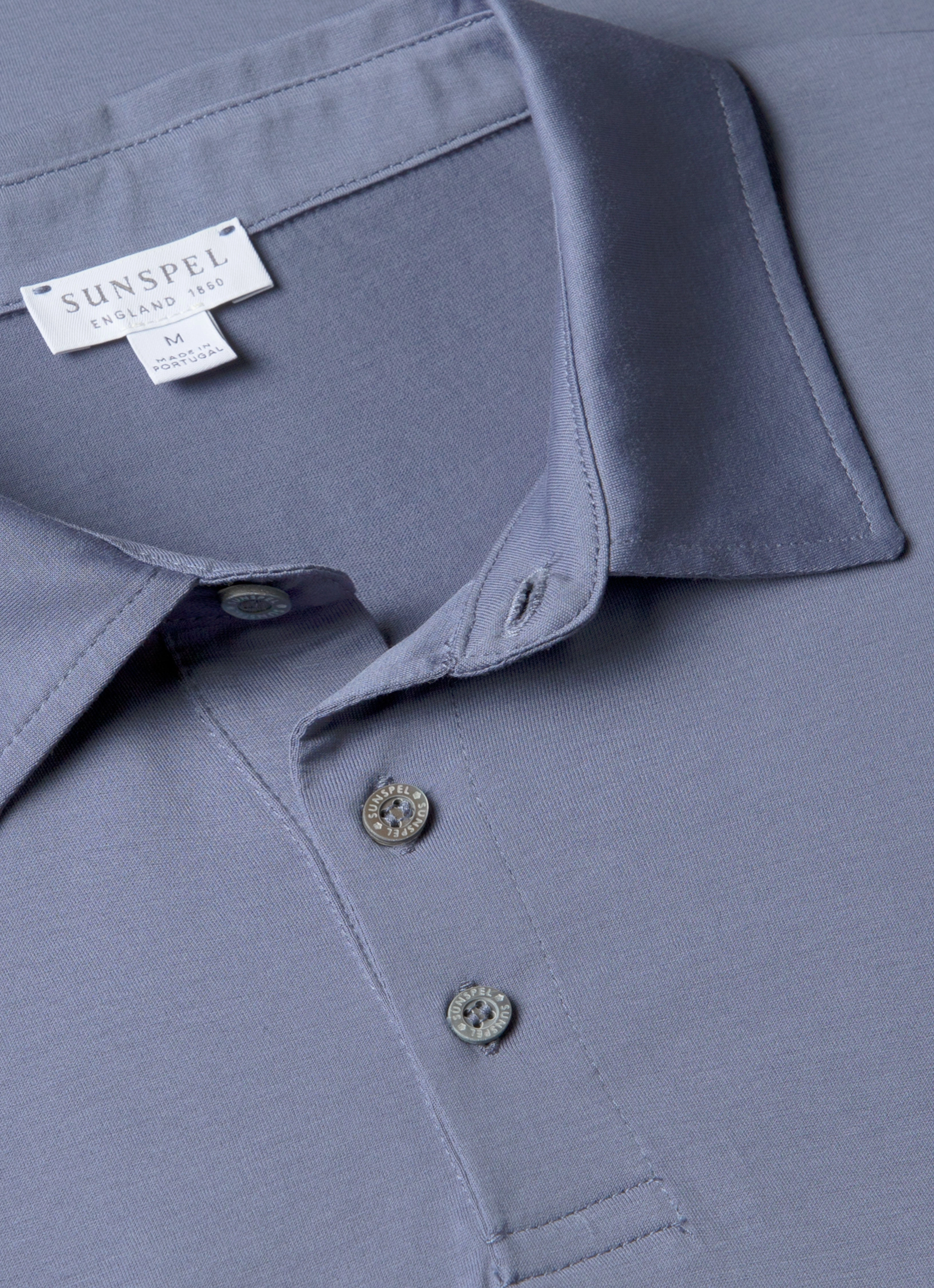 Men's Classic Jersey Polo Shirt in Selvedge Blue Signature Flow