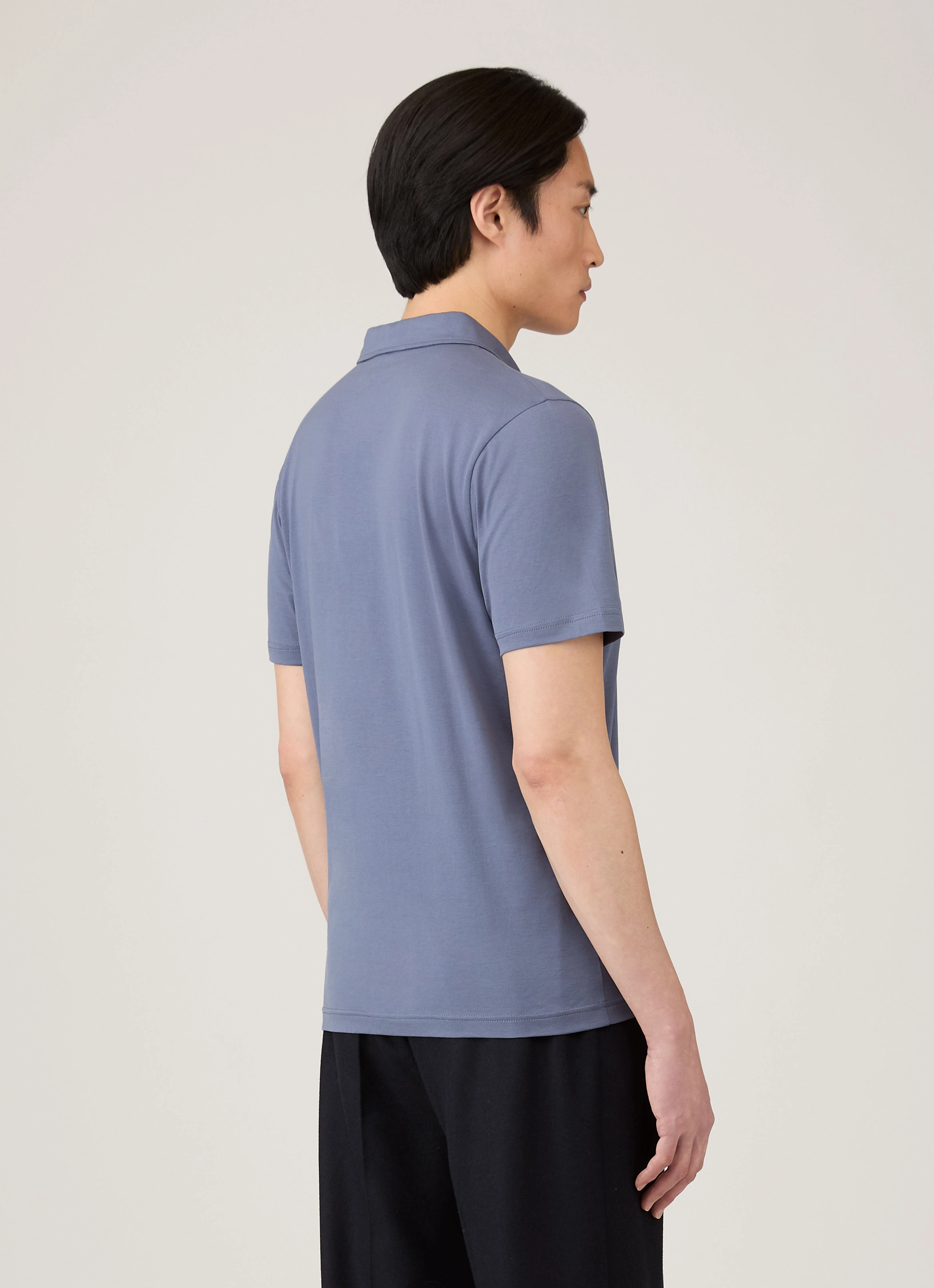 Men's Classic Jersey Polo Shirt in Selvedge Blue Signature Flow