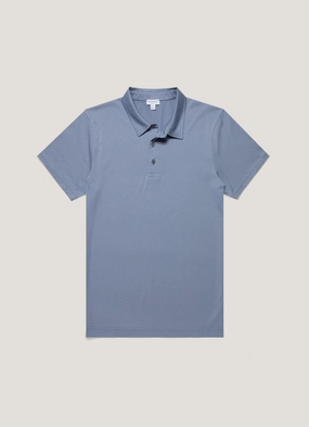 Men's Classic Jersey Polo Shirt in Vintage Blue Daily Style Ready