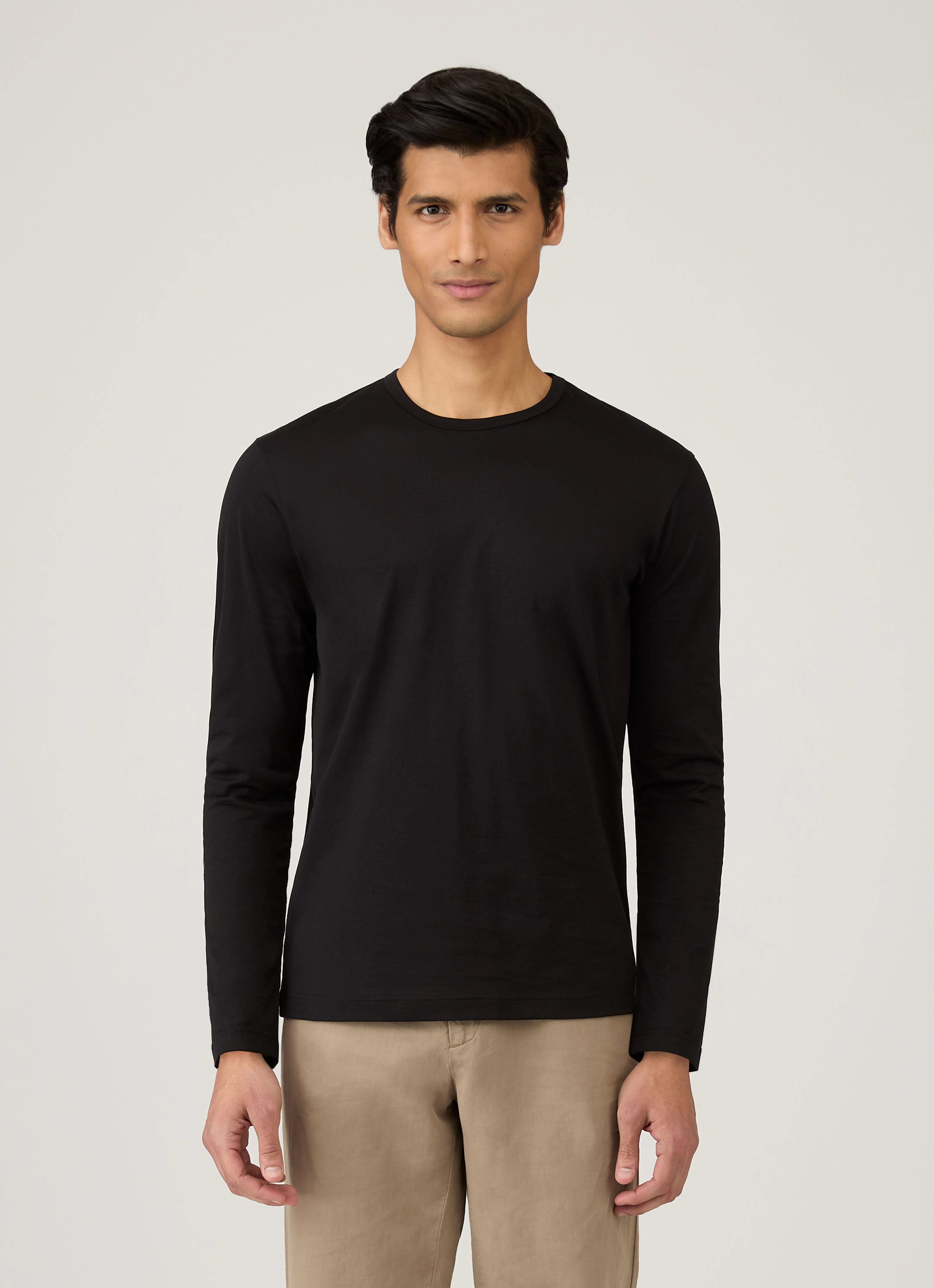 Men's Classic Long Sleeve T-shirt in Black Urban Fit