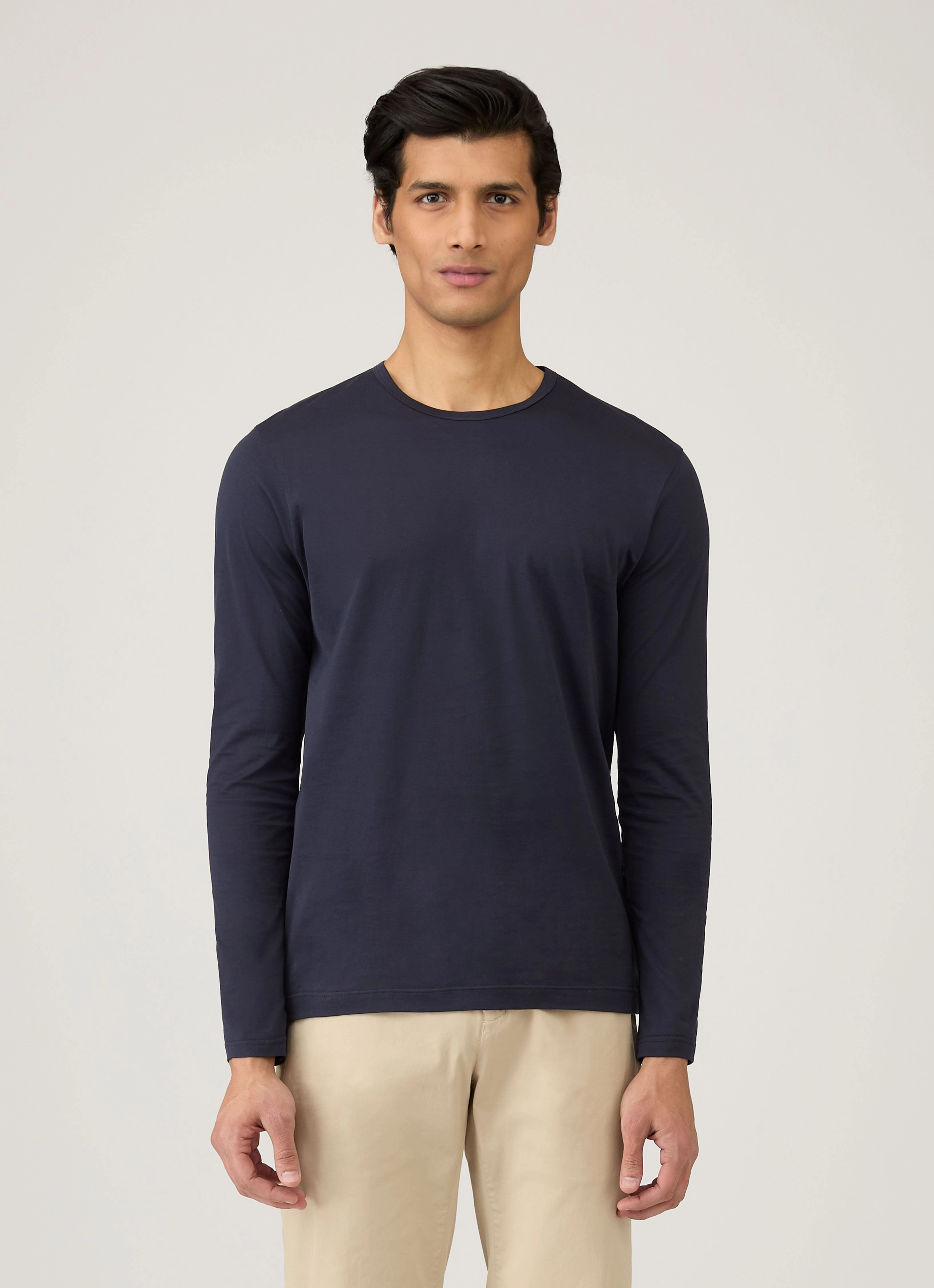 Men's Classic Long Sleeve T-shirt in Navy Vintage Profile Sports