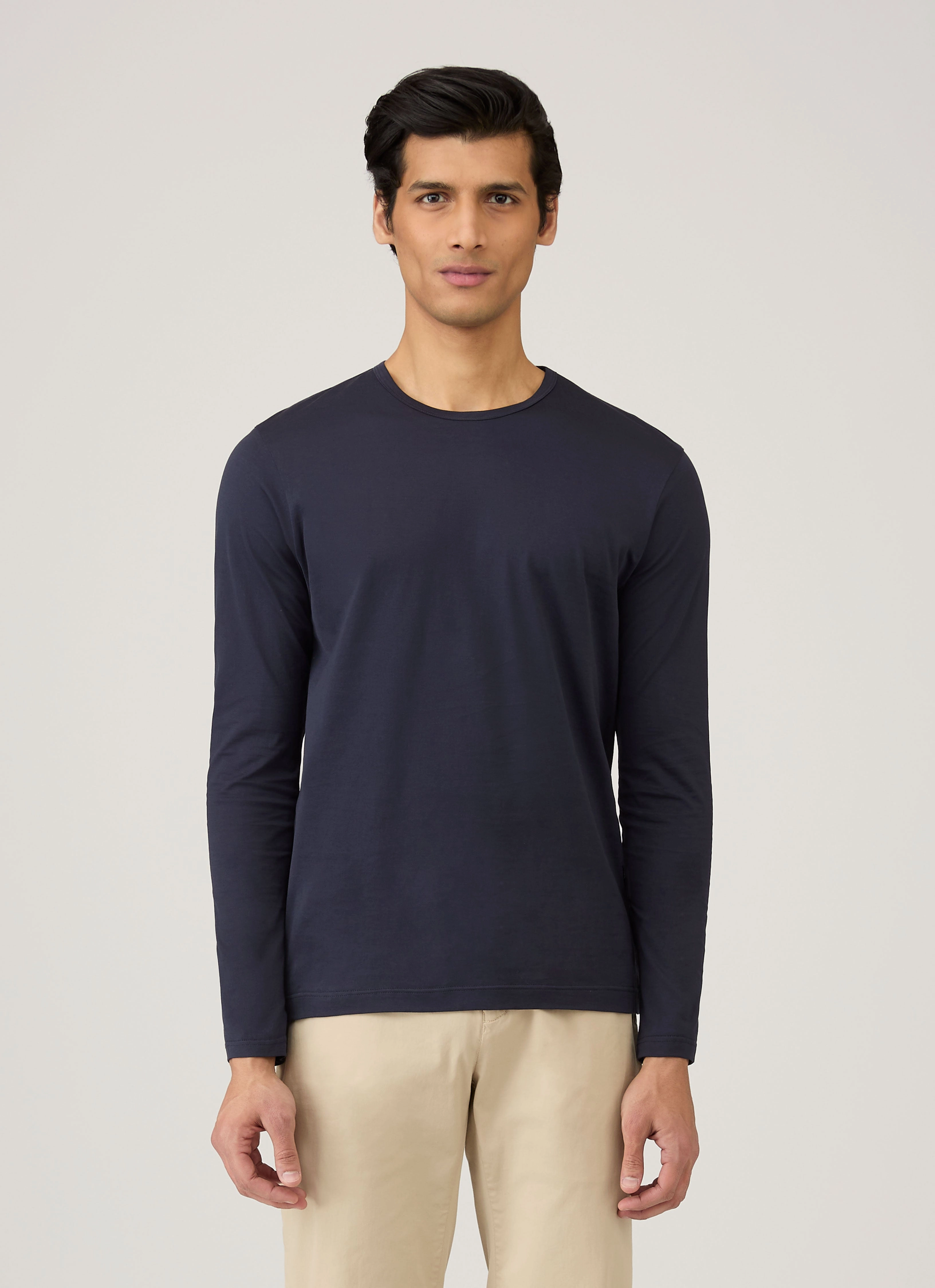 Men's Classic Long Sleeve T-shirt in Navy Vintage Profile Sports
