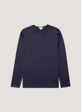 Men's Classic Long Sleeve T-shirt in Navy Soft-touch daily wear