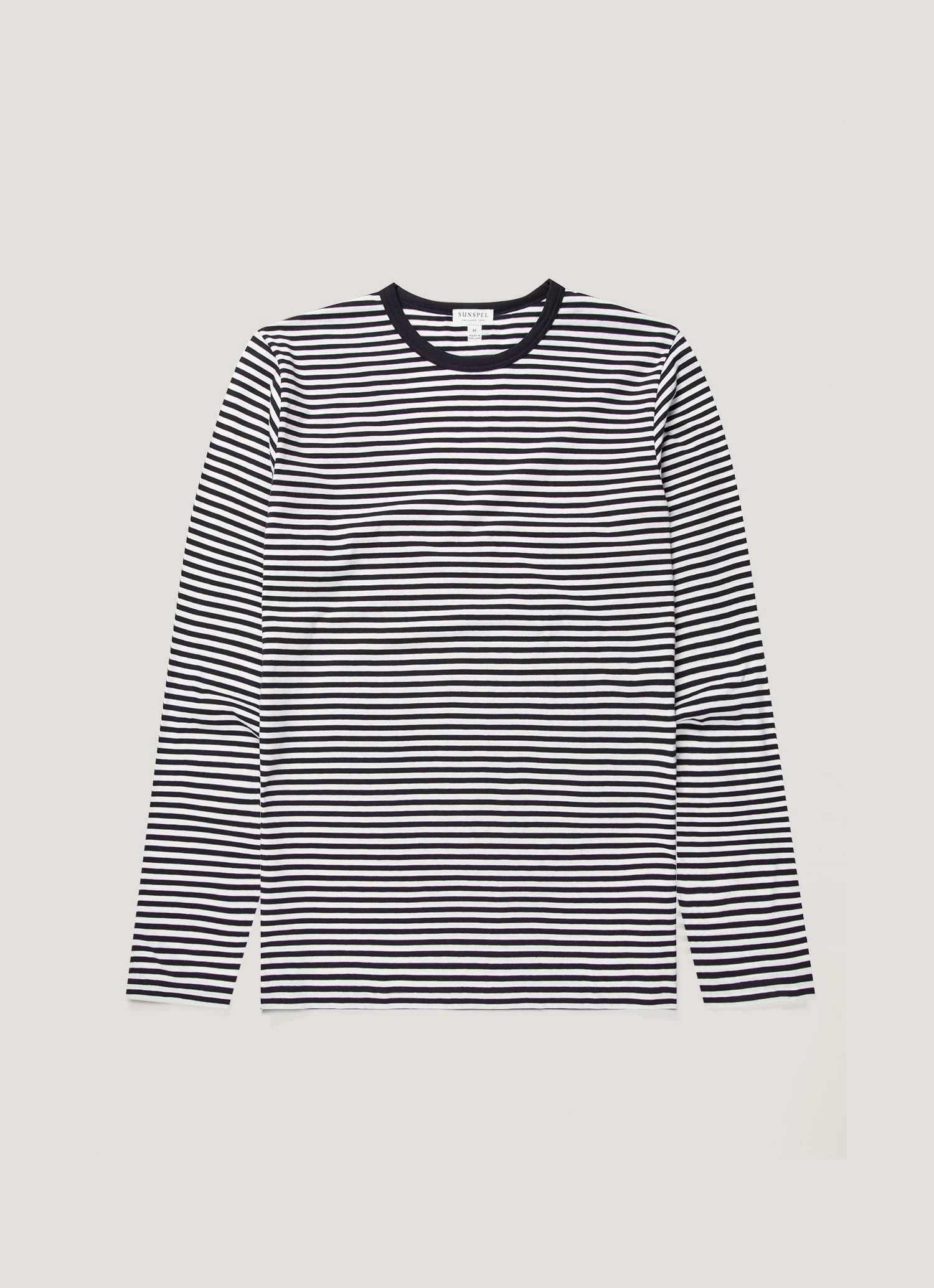 Men's Classic Long Sleeve T-shirt in Navy/White English Stripe Casual T-shirt for layering
