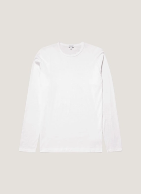 Men's Classic Long Sleeve T-shirt in White Chic casual Timeless Outfit Wear