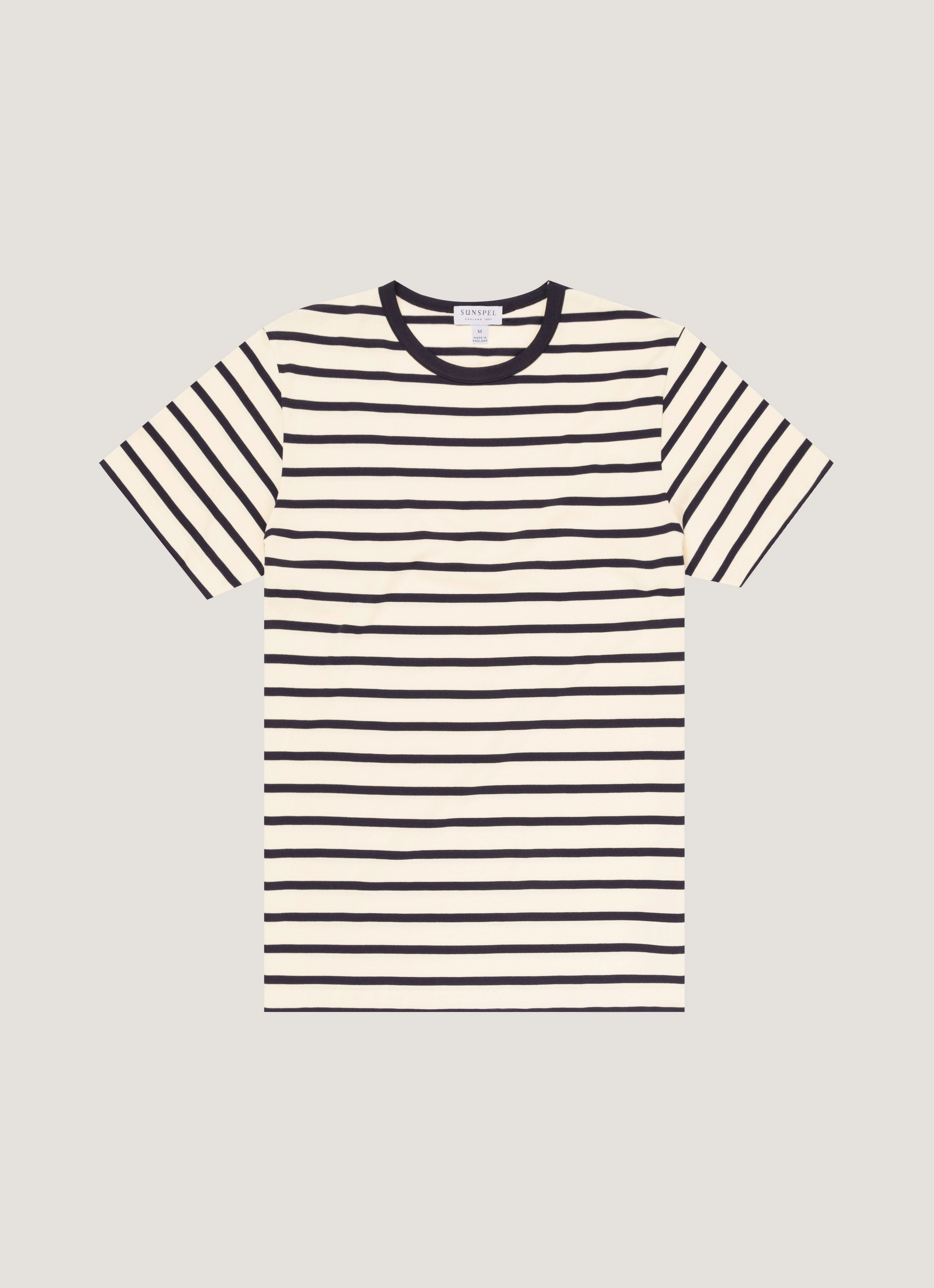 Men's Classic T-shirt in Ecru/Navy Breton Stripe Weekend Ready Street Look