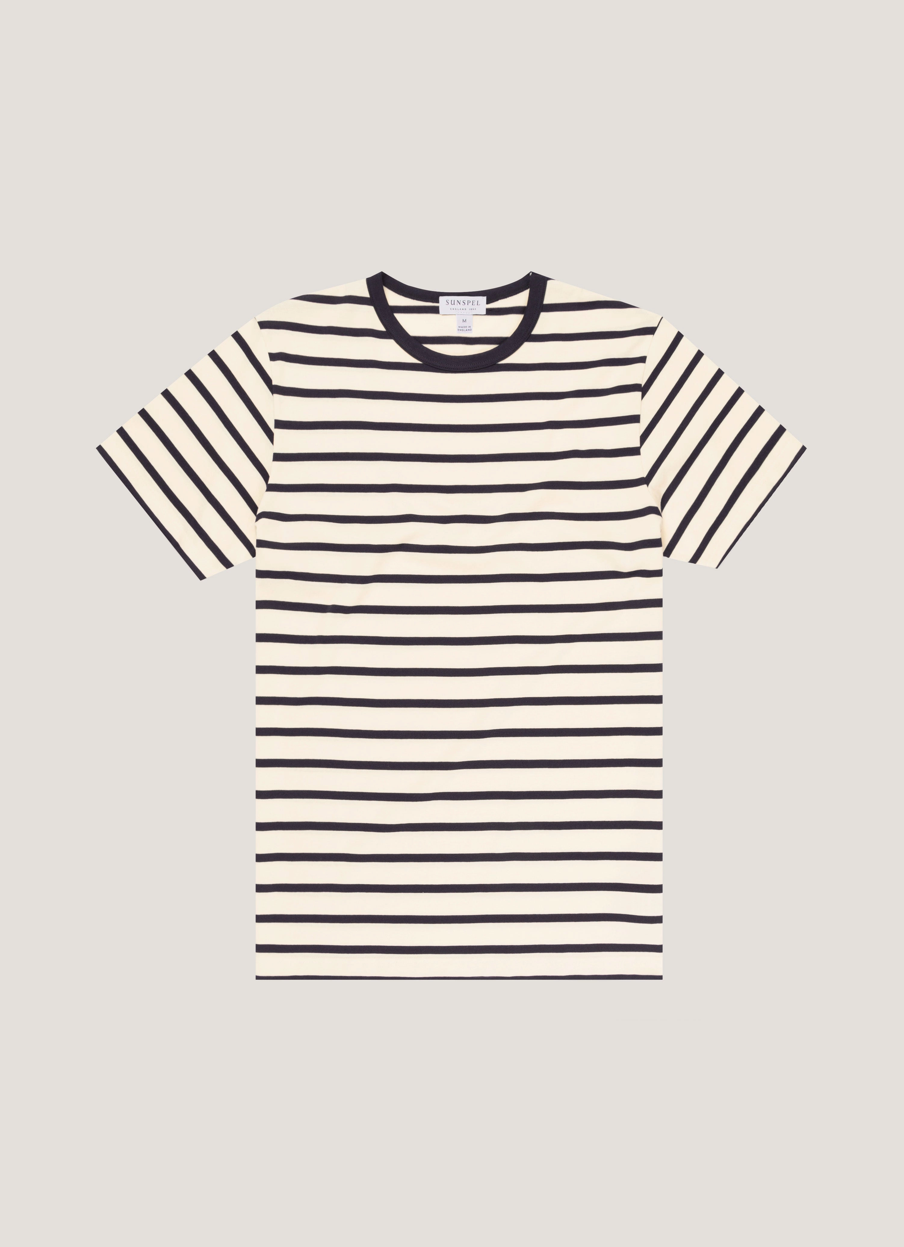 Smart Outfit Men's Classic T-shirt in Ecru/Navy Breton Stripe