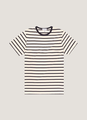 Smart Outfit Men's Classic T-shirt in Ecru/Navy Breton Stripe