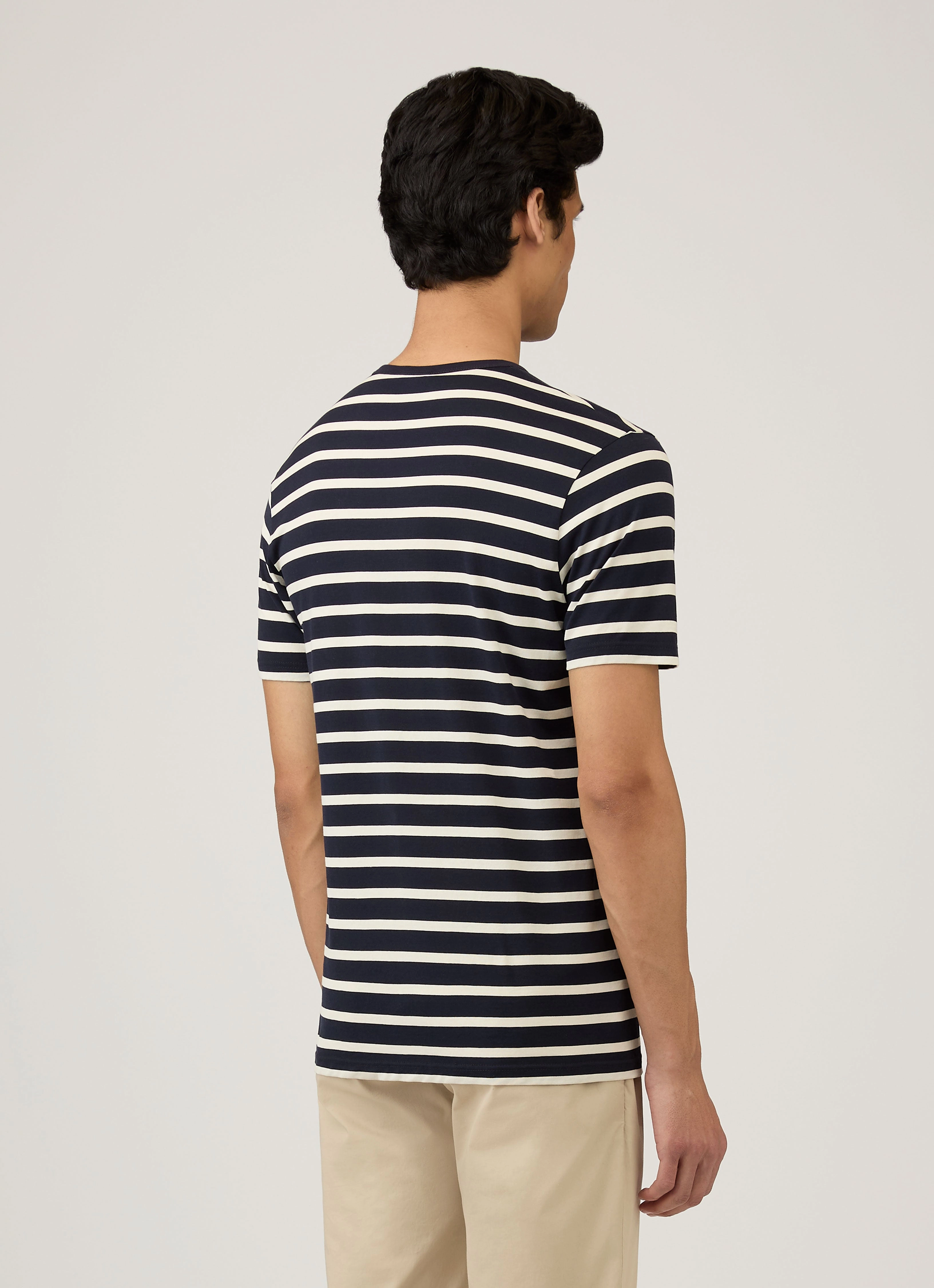 Men's Classic T-shirt in Navy/Ecru Breton Stripe Weekend Flow