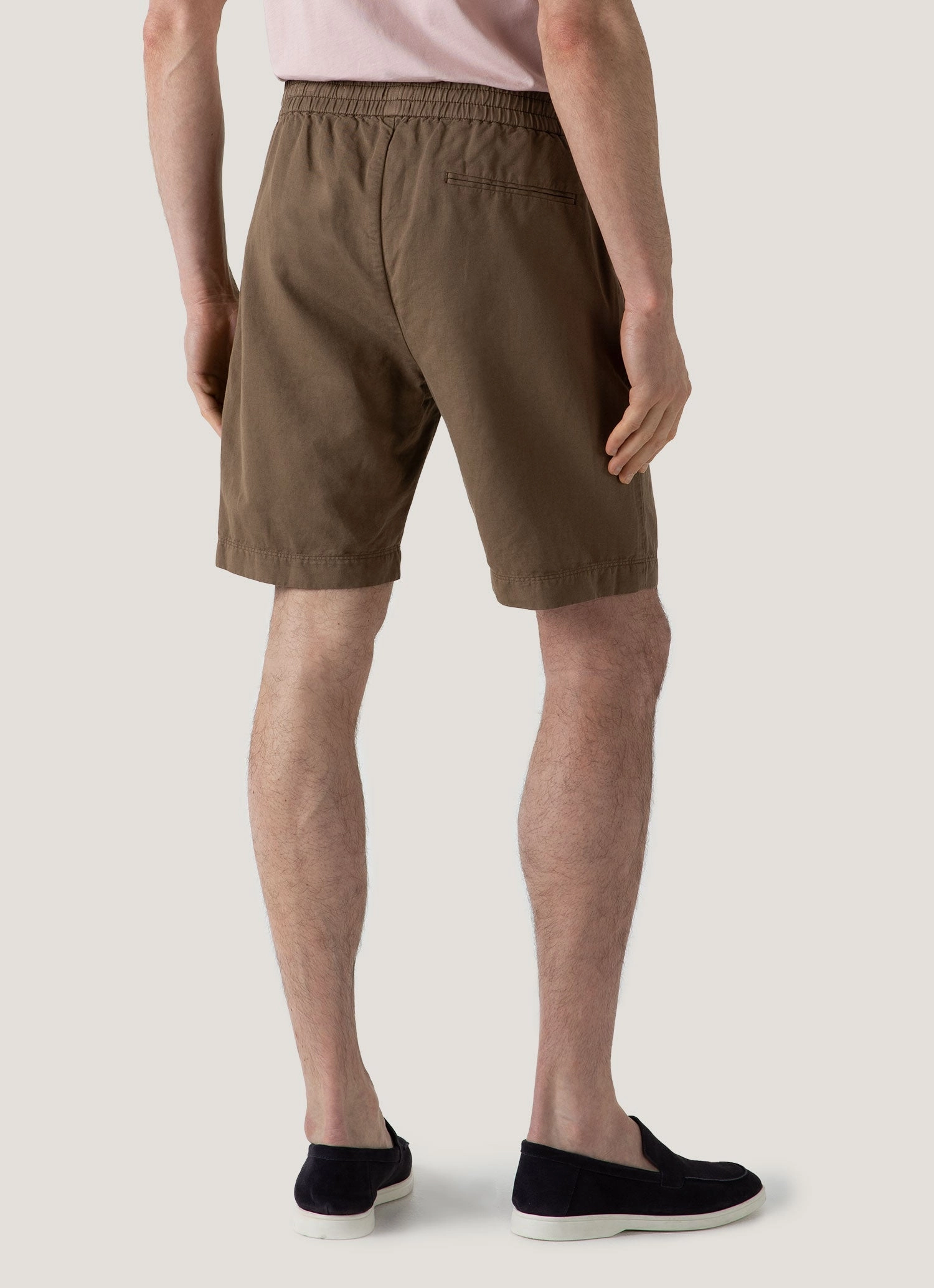 Men's Cotton Linen Drawstring Shorts in Dark Tan Comfortable Design