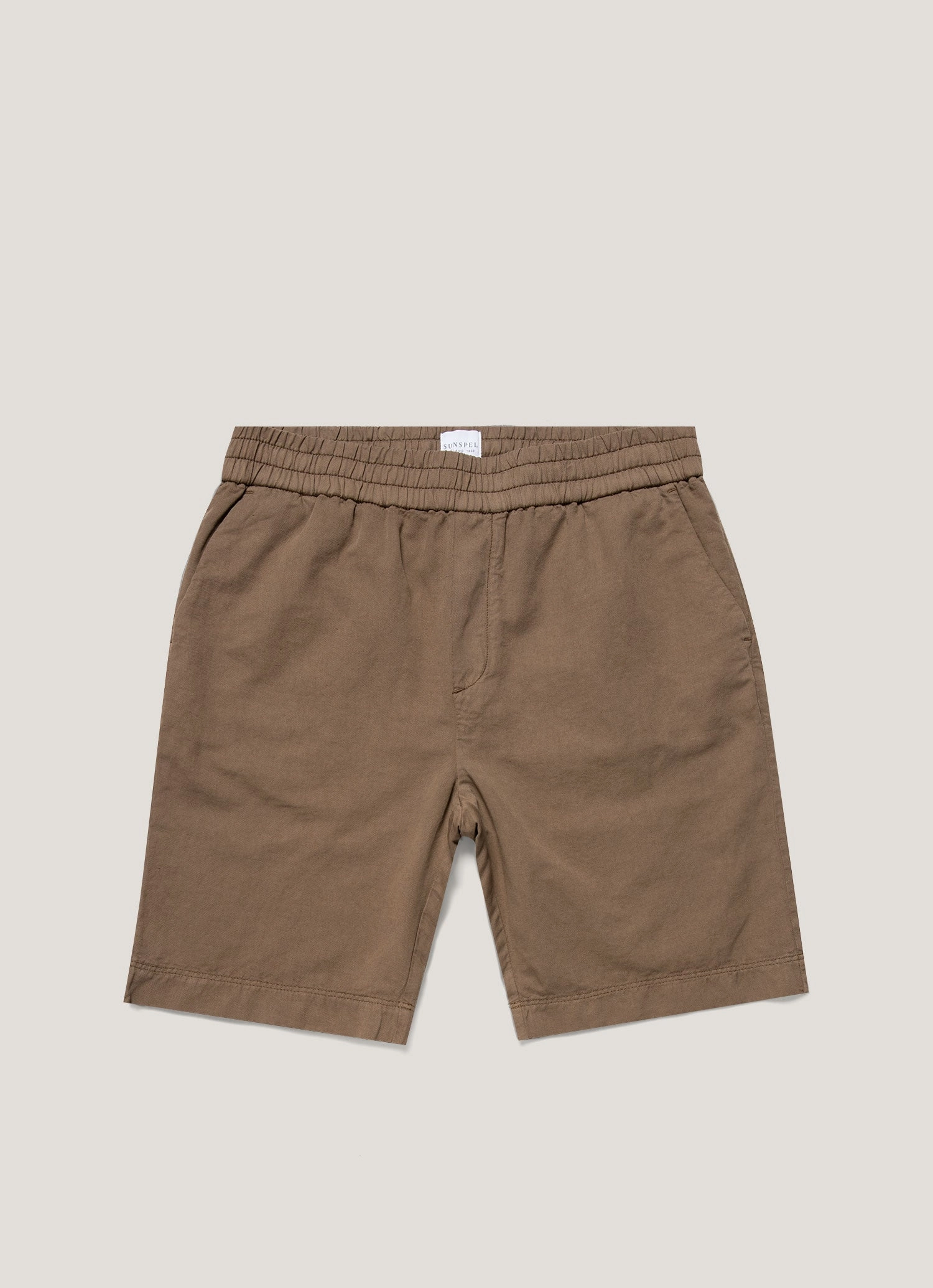 Stretchable summer bottoms Men's Cotton Linen Drawstring Shorts in Dark Tan