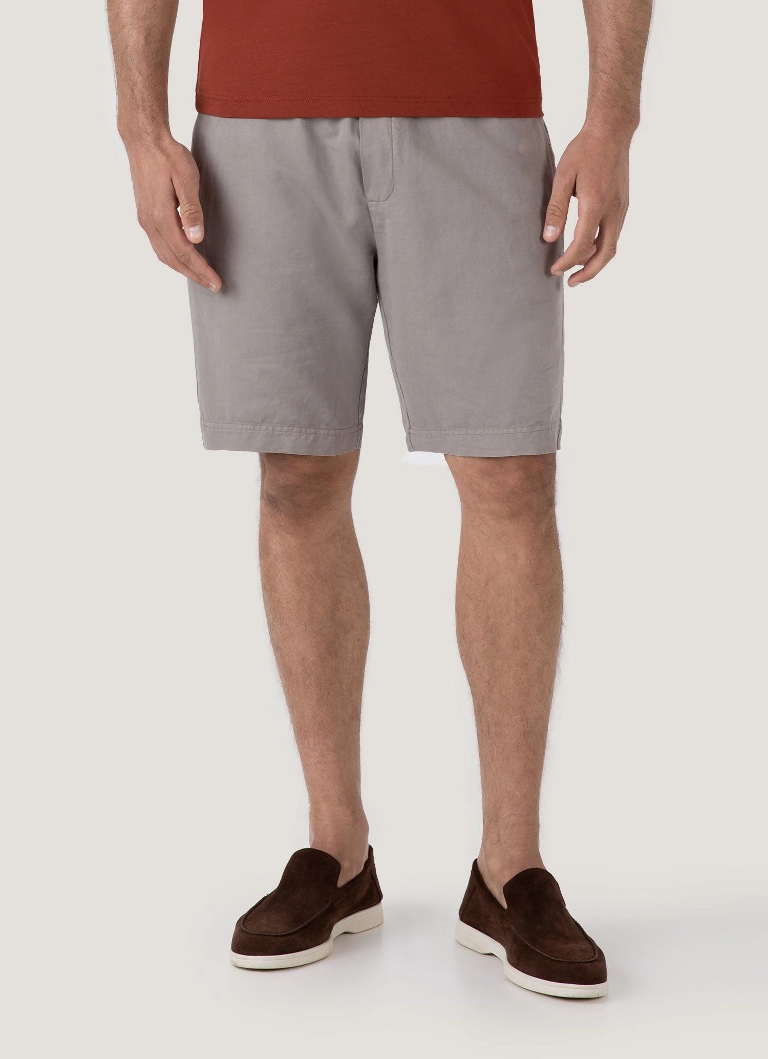 Men's Cotton Linen Drawstring Shorts in Pewter Sporty Trend