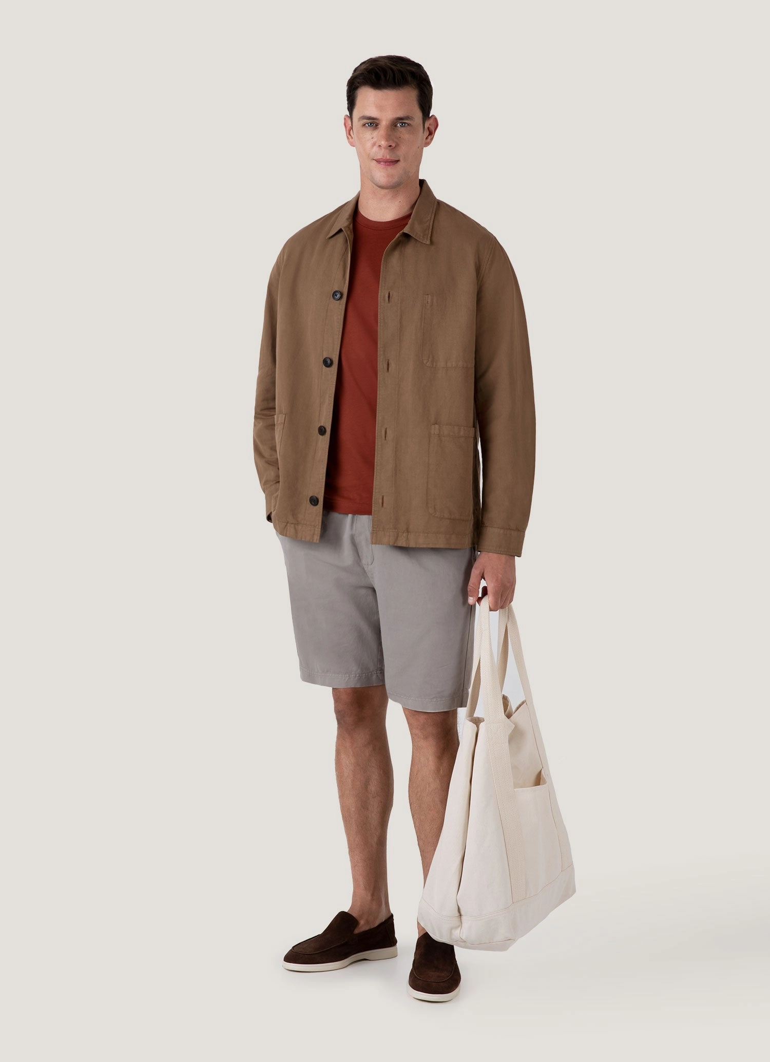 Men's Cotton Linen Drawstring Shorts in Pewter Sporty Trend