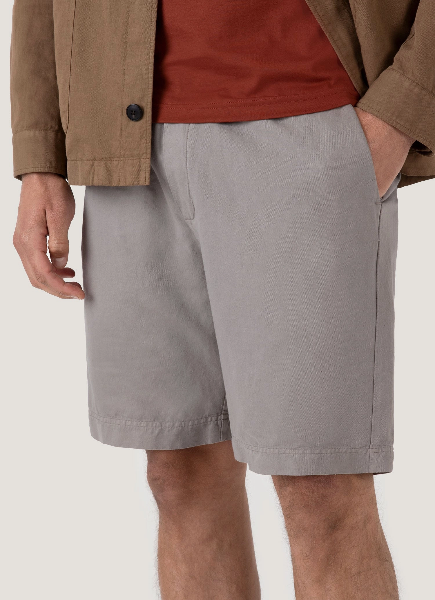 Men's Cotton Linen Drawstring Shorts in Pewter Sporty Trend