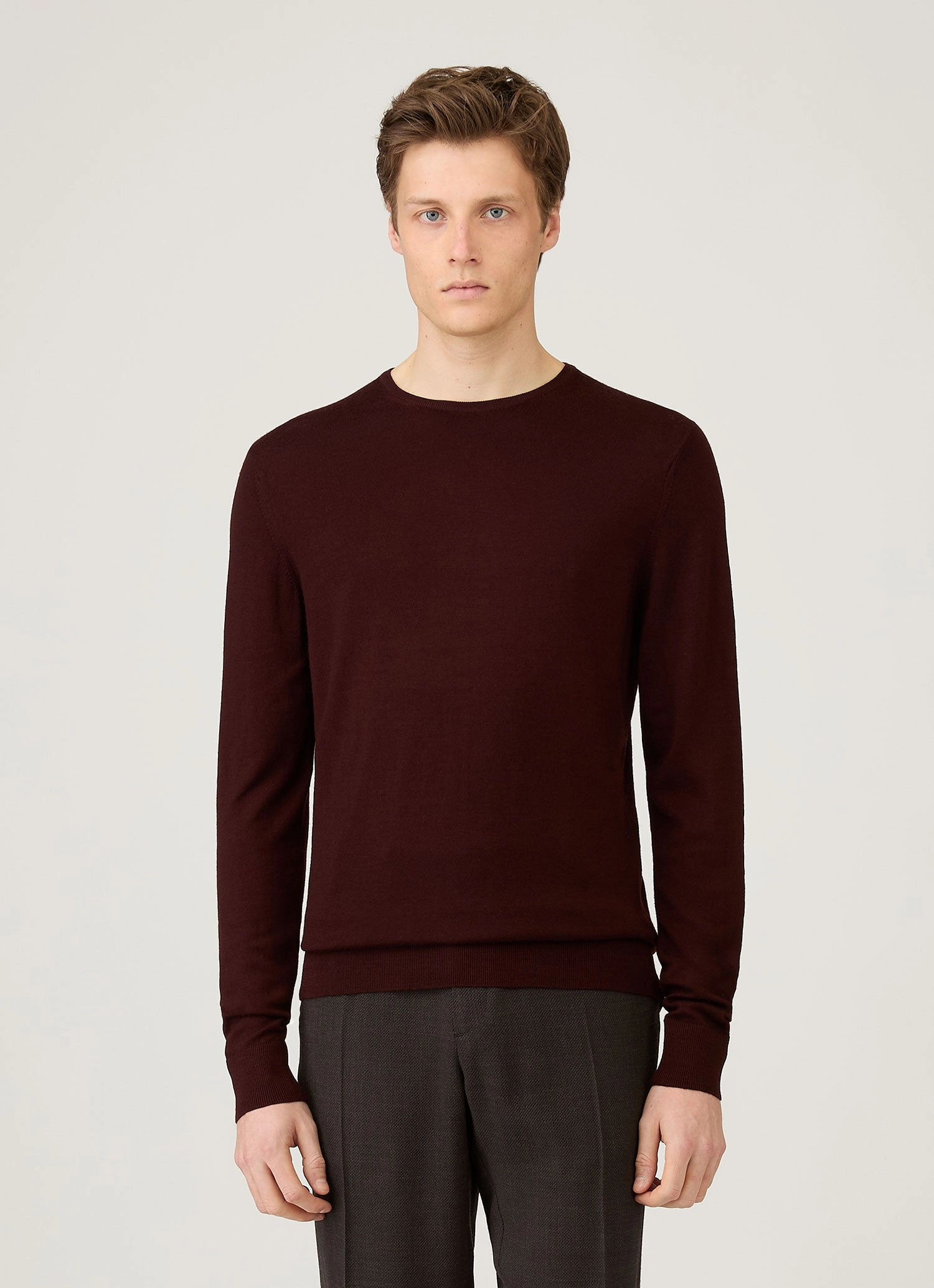 Men's Extra-Fine Merino Crew Neck in Bakelite Outerwear Stylish