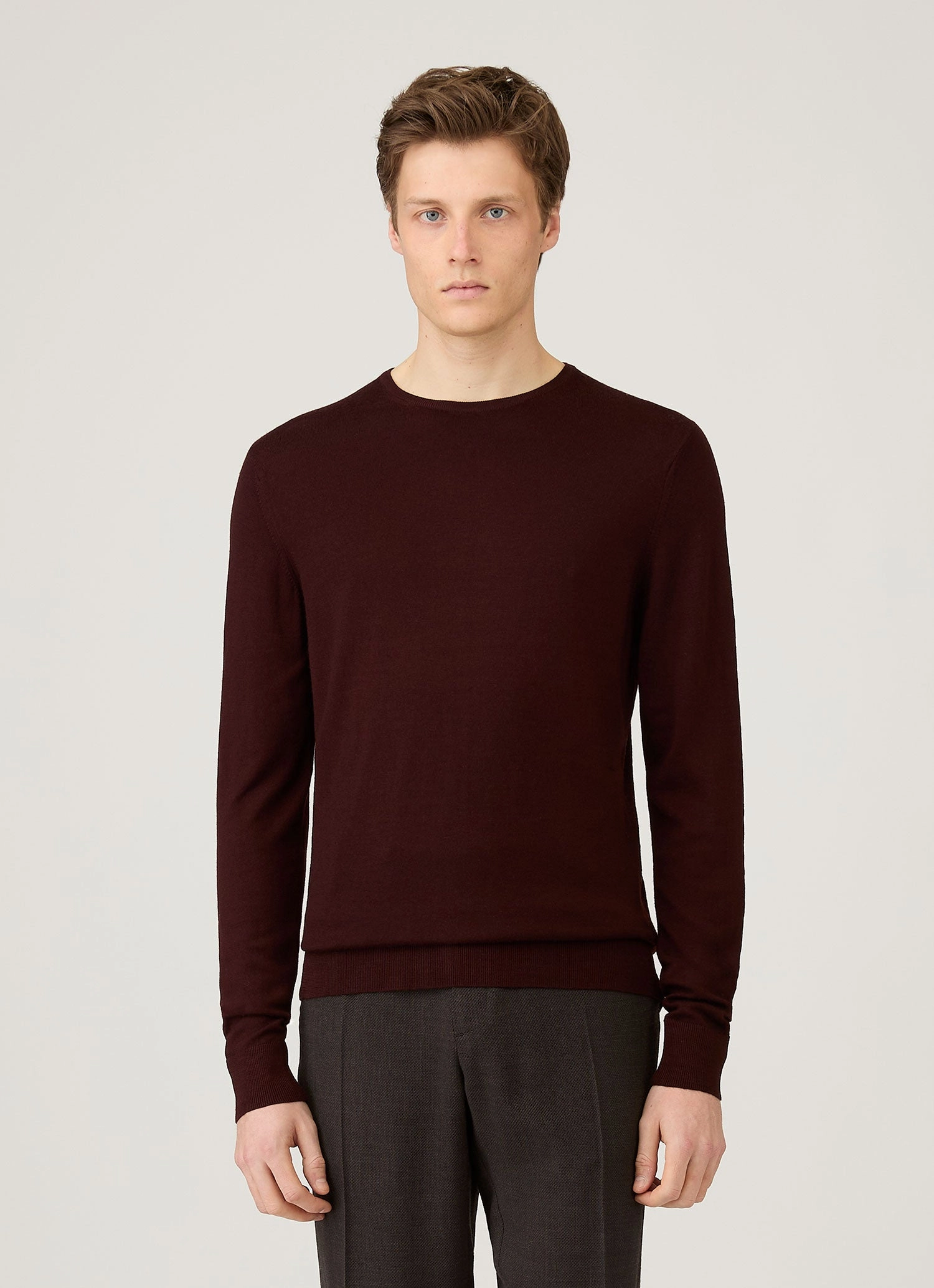 Men's Extra-Fine Merino Crew Neck in Bakelite Outerwear Stylish