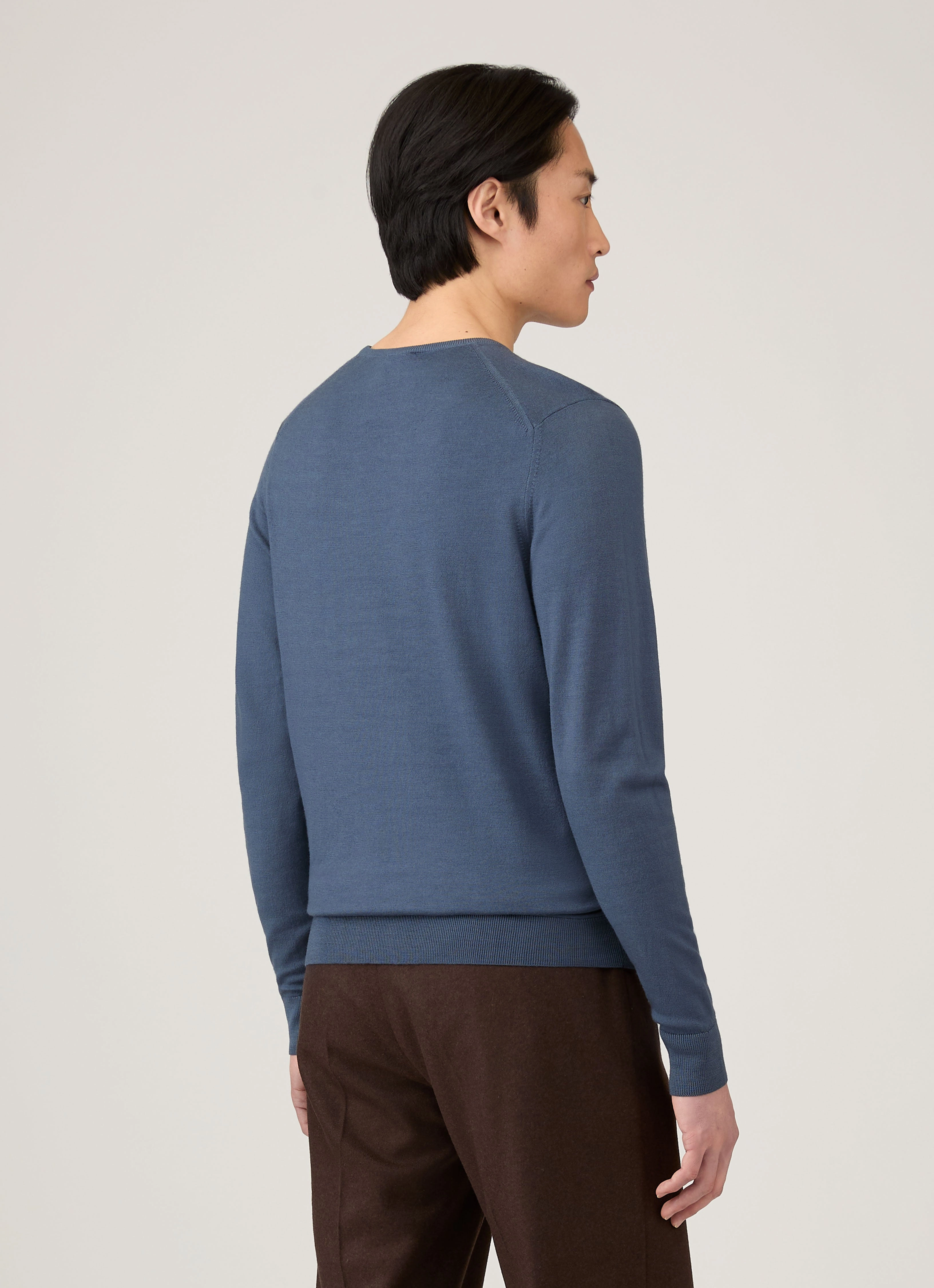 Men's Extra-Fine Merino Crew Neck in Slate Blue Thick Fleece