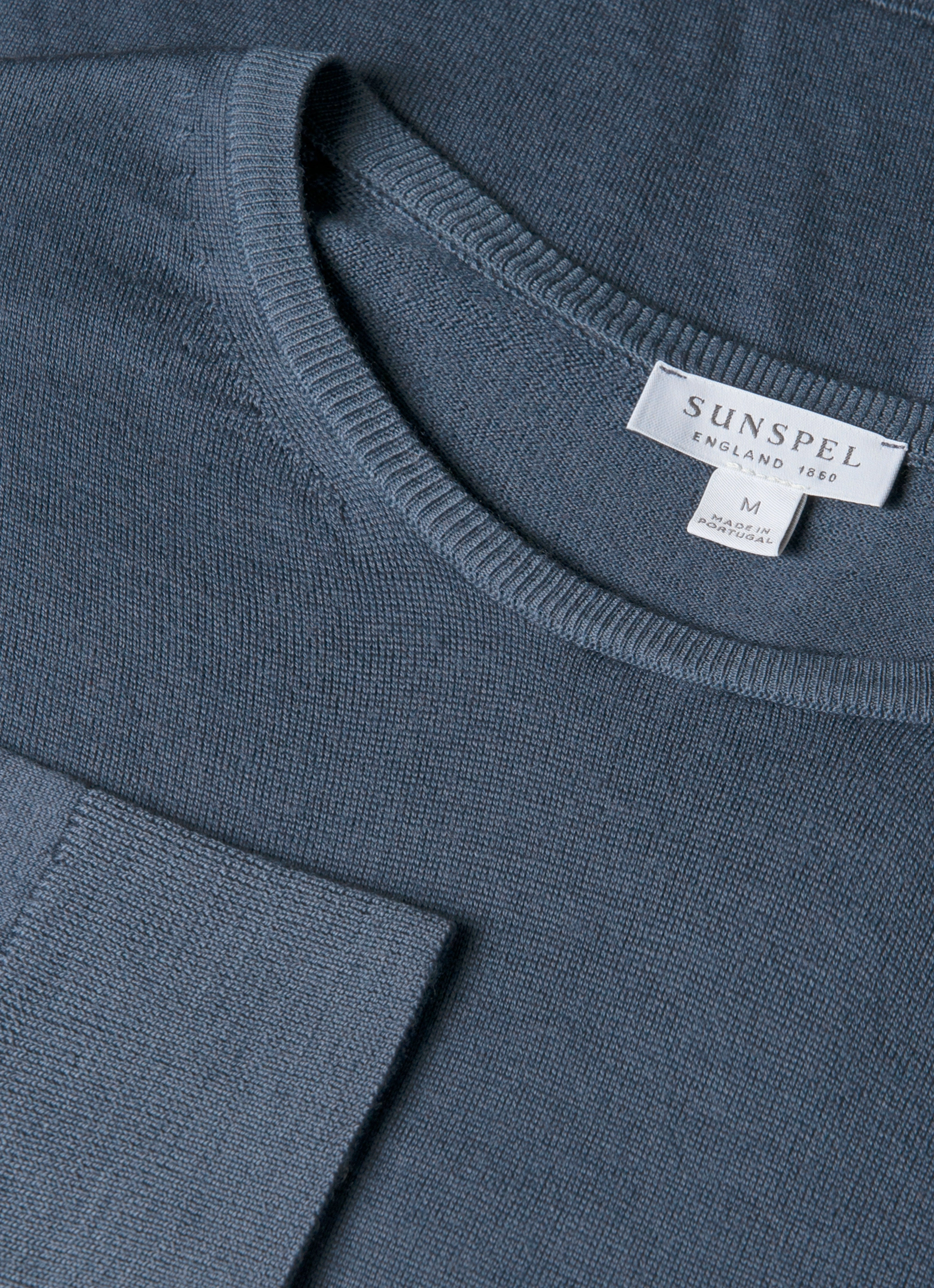 Men's Extra-Fine Merino Crew Neck in Slate Blue Thick Fleece