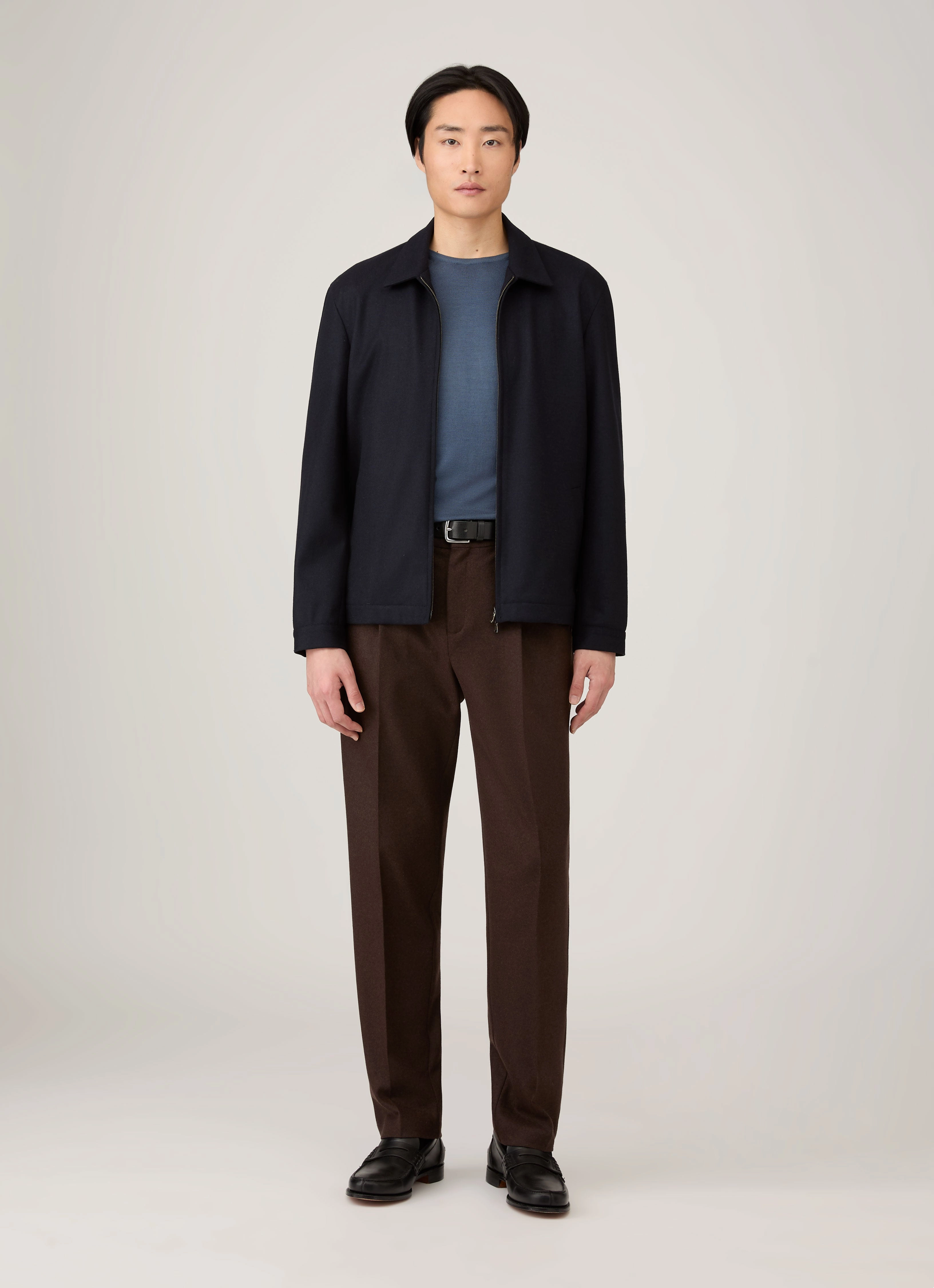 Men's Extra-Fine Merino Crew Neck in Slate Blue Thick Fleece