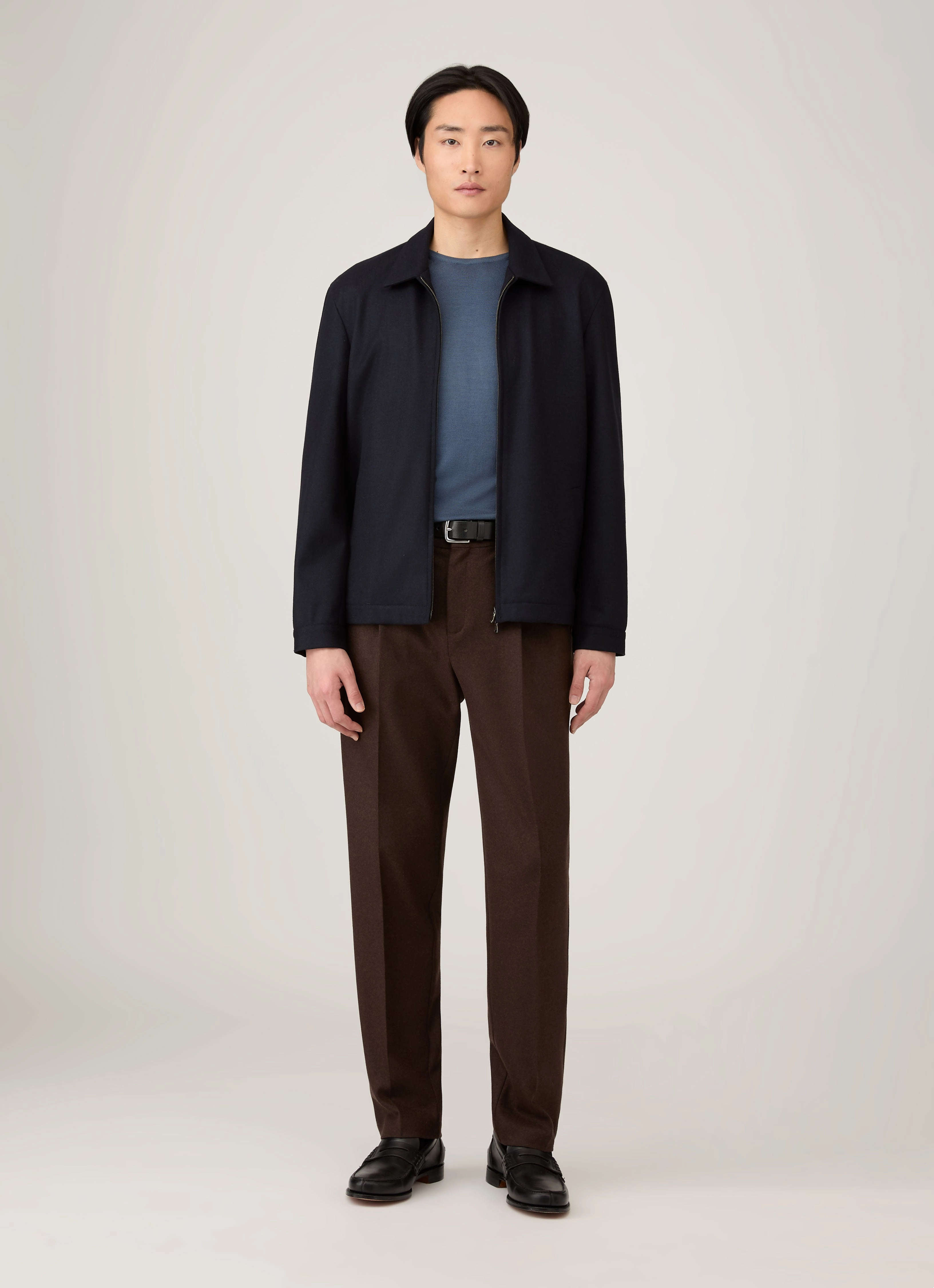 Men's Extra-Fine Merino Crew Neck in Slate Blue Thick Fleece