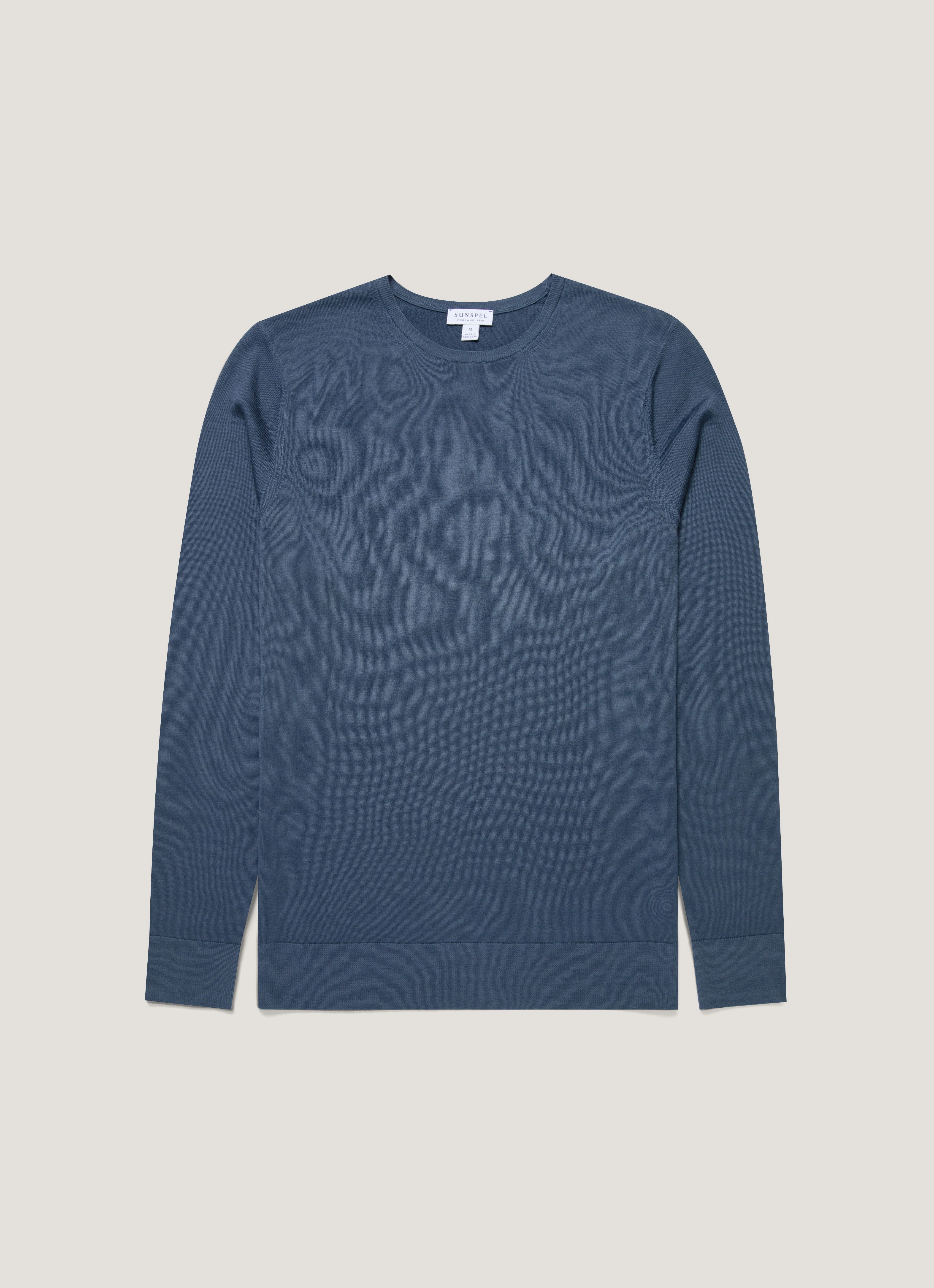 Men's Extra-Fine Merino Crew Neck in Slate Blue Winter-ready knitted top