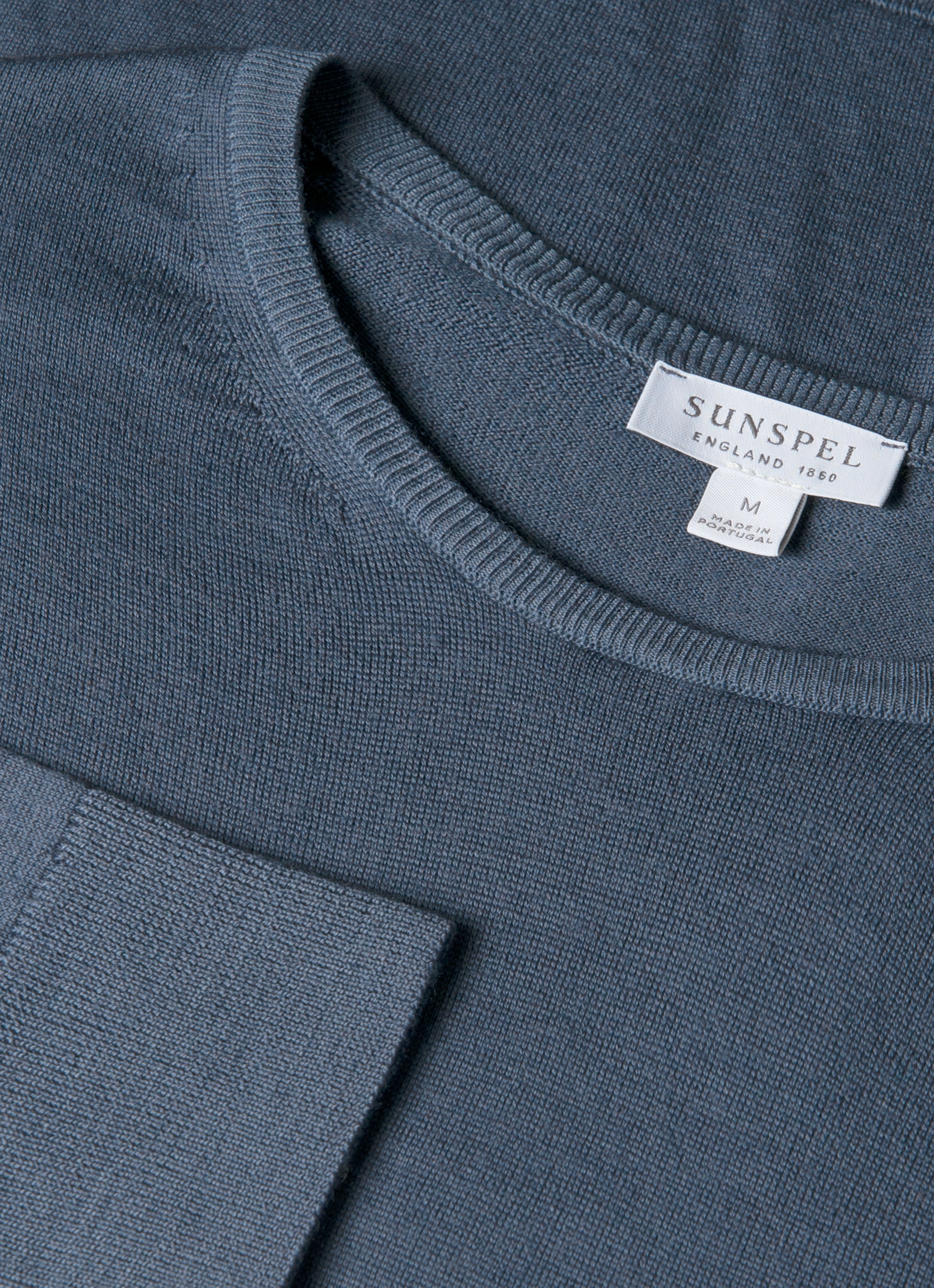 Men's Extra-Fine Merino Crew Neck in Slate Blue Thick Fleece