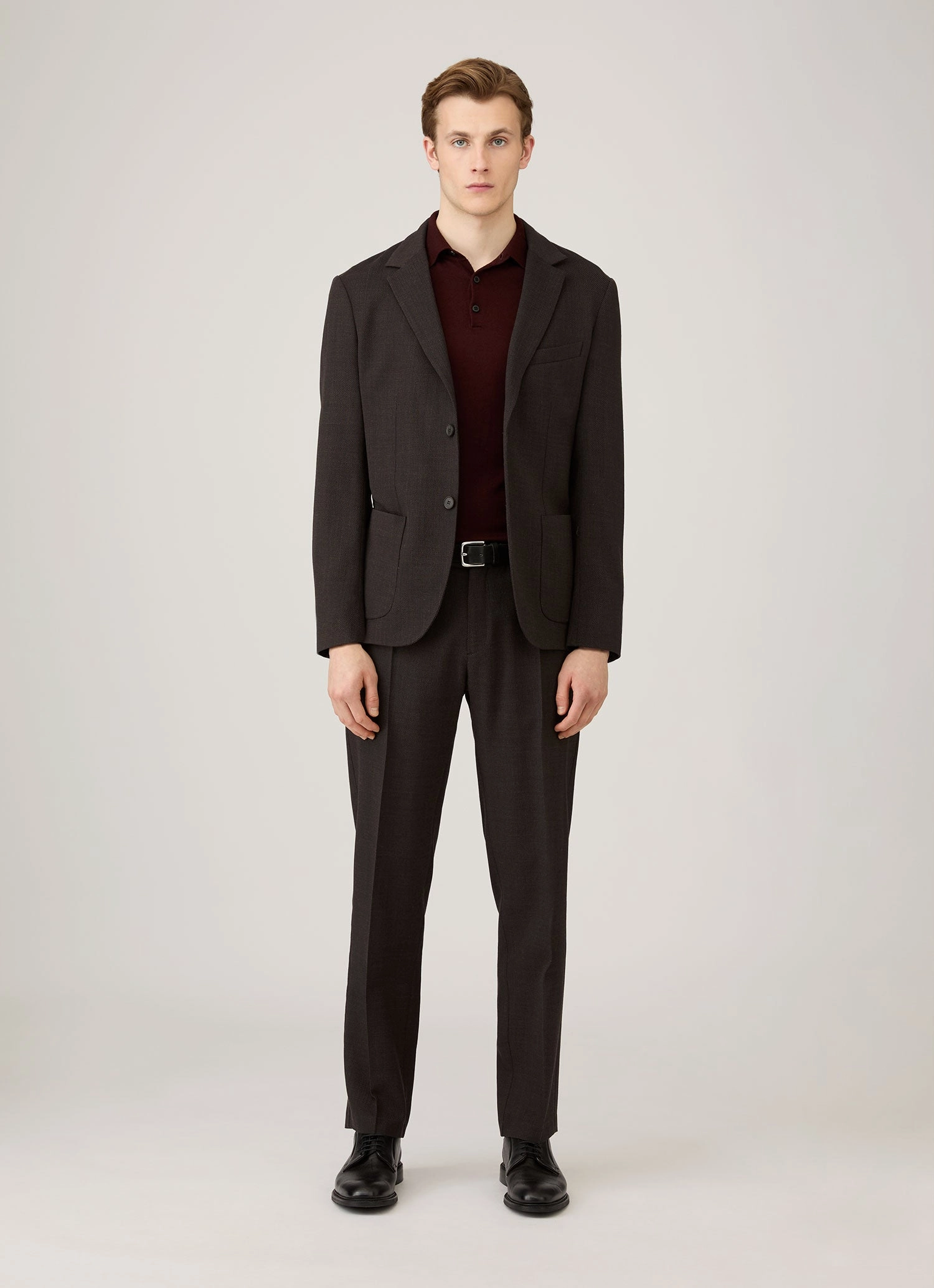 Men's Extra-Fine Merino Polo Shirt in Bakelite Dynamic Cut