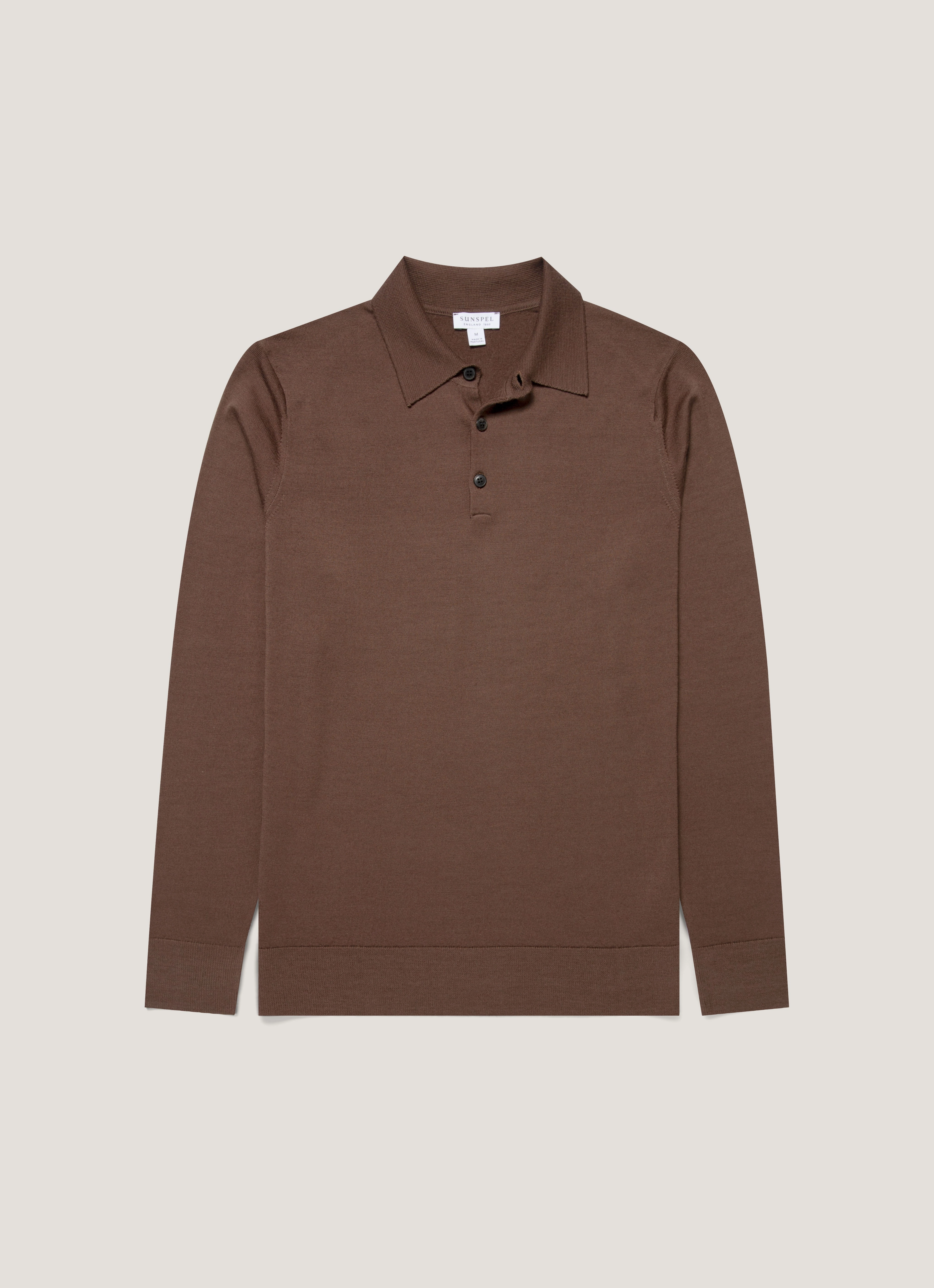 Street Ready Look Modern Fashion Look Men's Extra-Fine Merino Polo Shirt in Bark