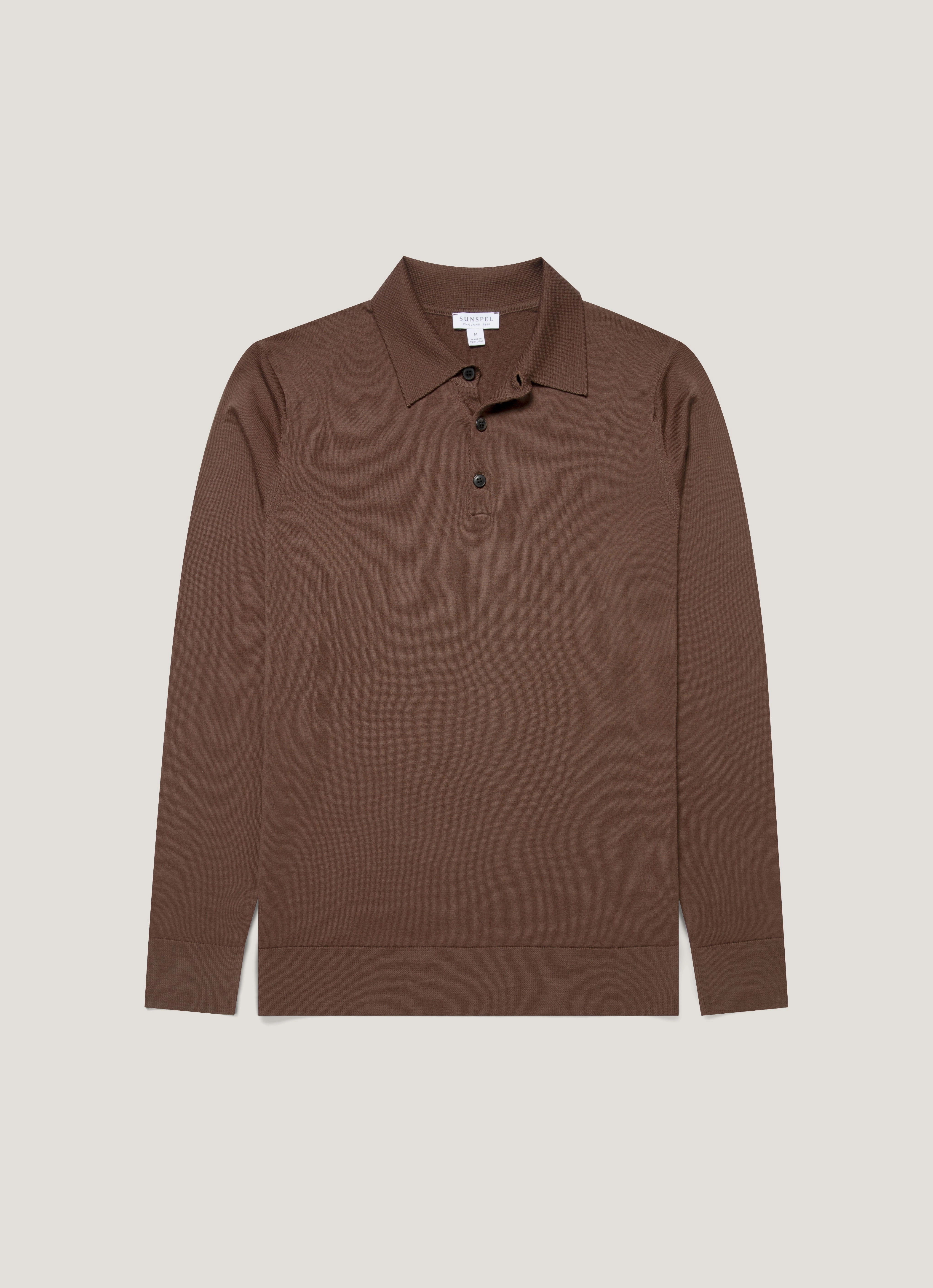 Outdoor Casual Men's Extra-Fine Merino Polo Shirt in Bark