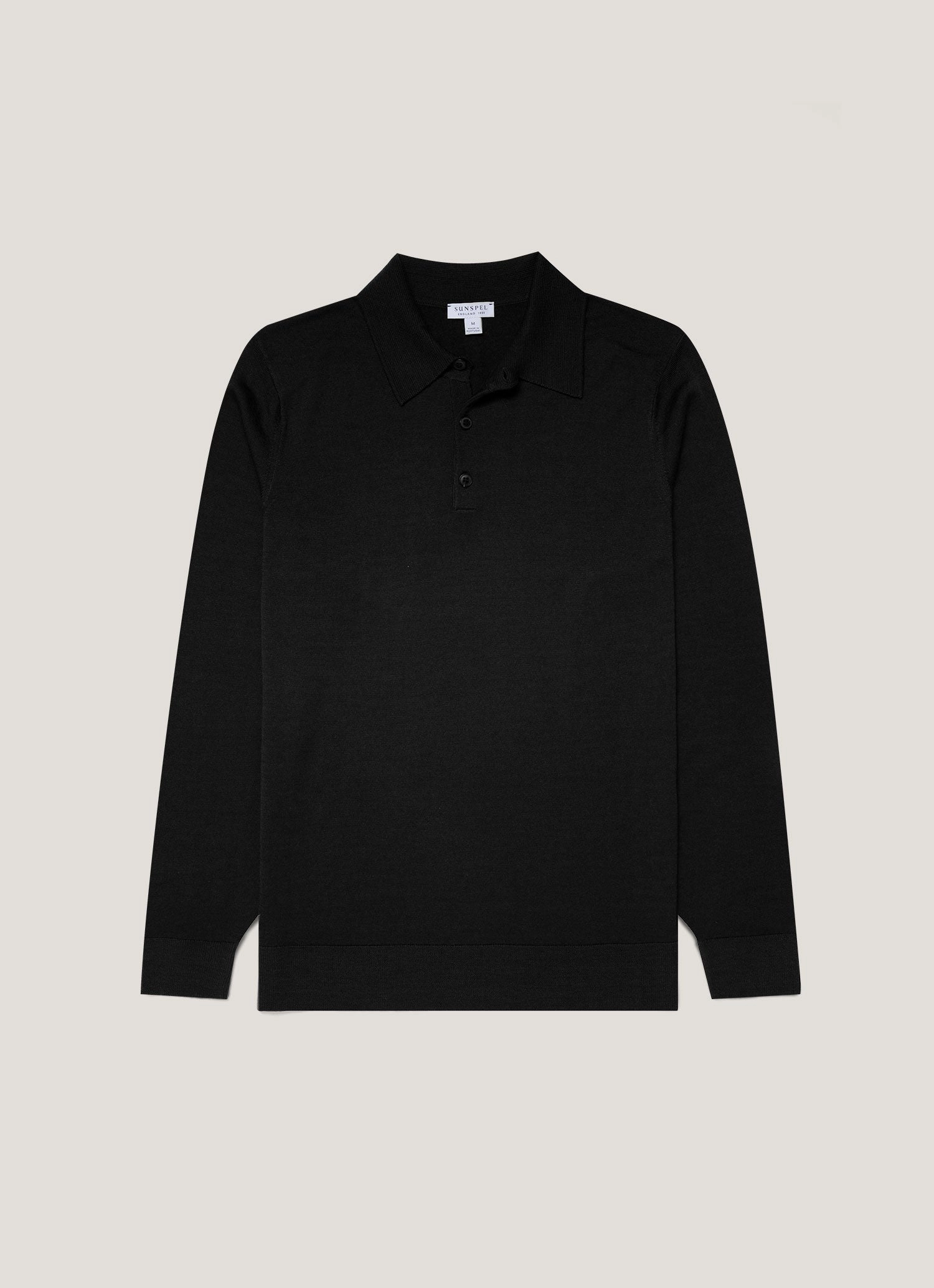 Men's Extra-Fine Merino Polo Shirt in Black Casual and cozy sweater