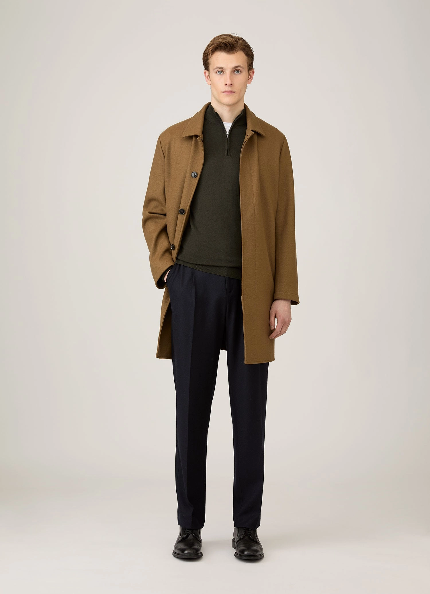 Men's Extra-Fine Merino Zip Neck in Dark Green Cable Knit Vintage