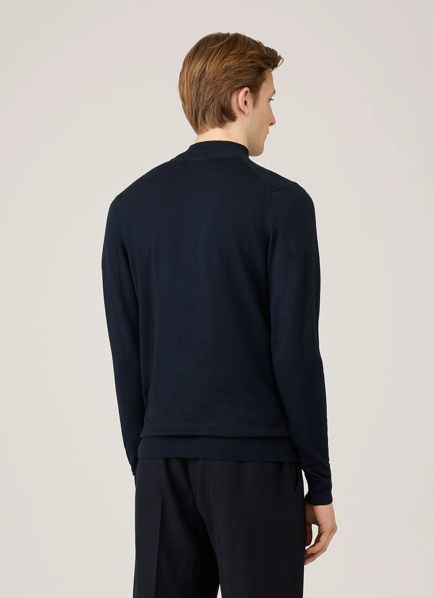 Men's Extra-Fine Merino Zip Neck in Navy Classic Style