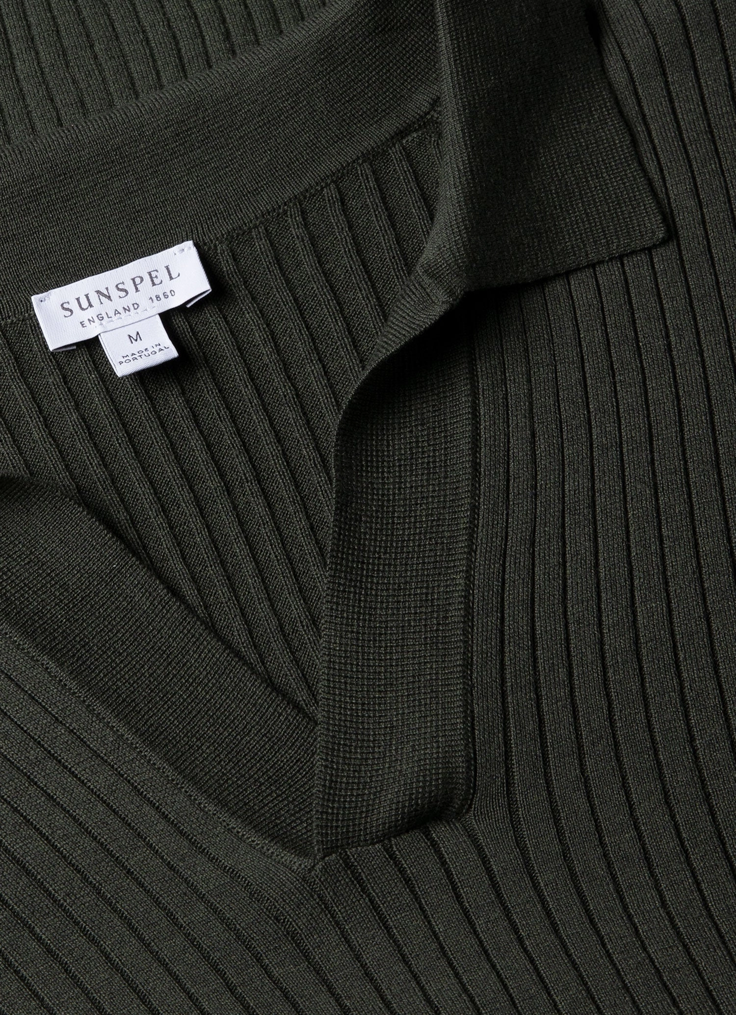 Men's Fine Rib Silk Cotton Polo Shirt in Dusk Green Casual Fit Training