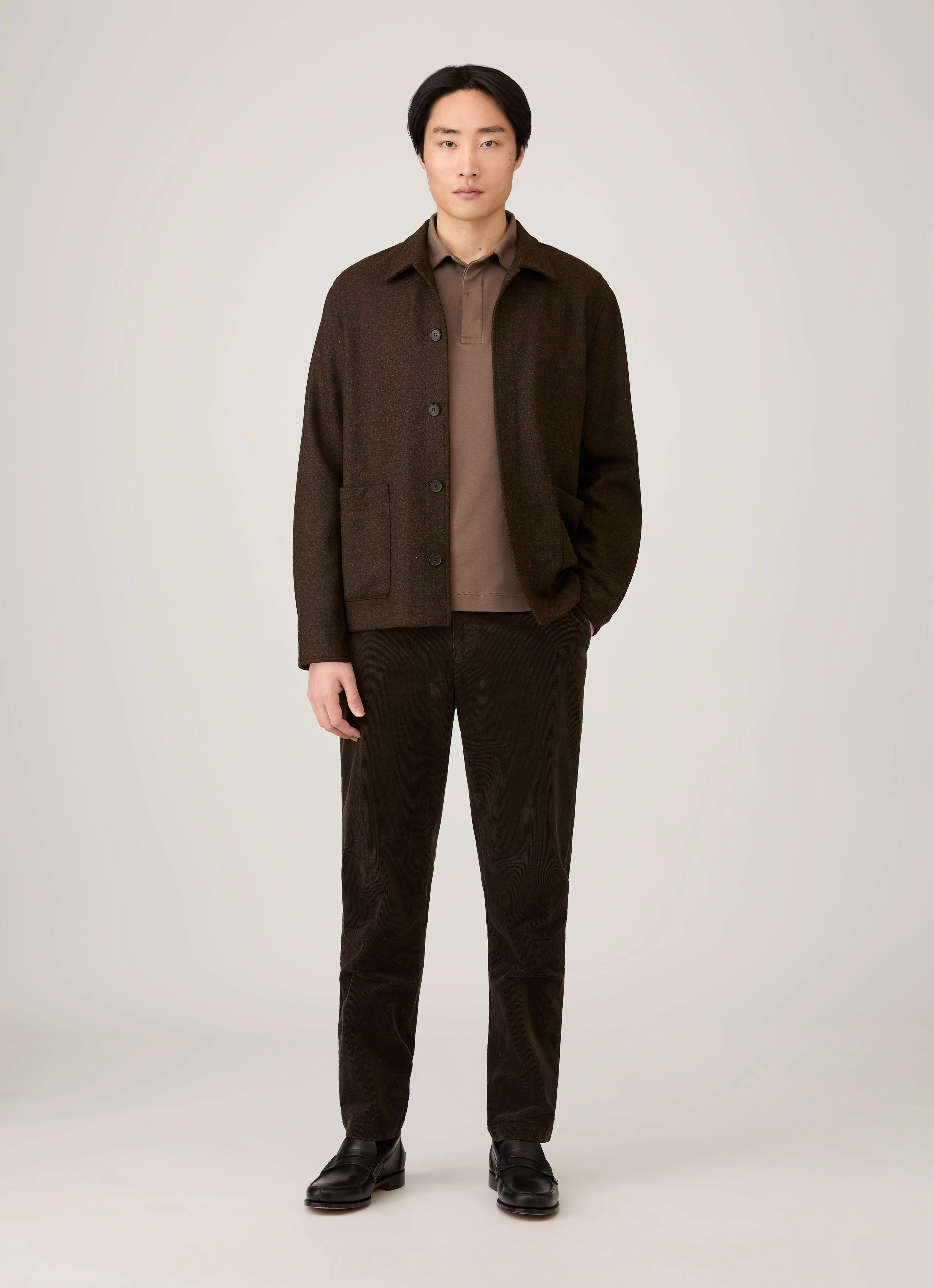 Men's Heavyweight Rugby Polo Shirt in Bark Minimal Tee