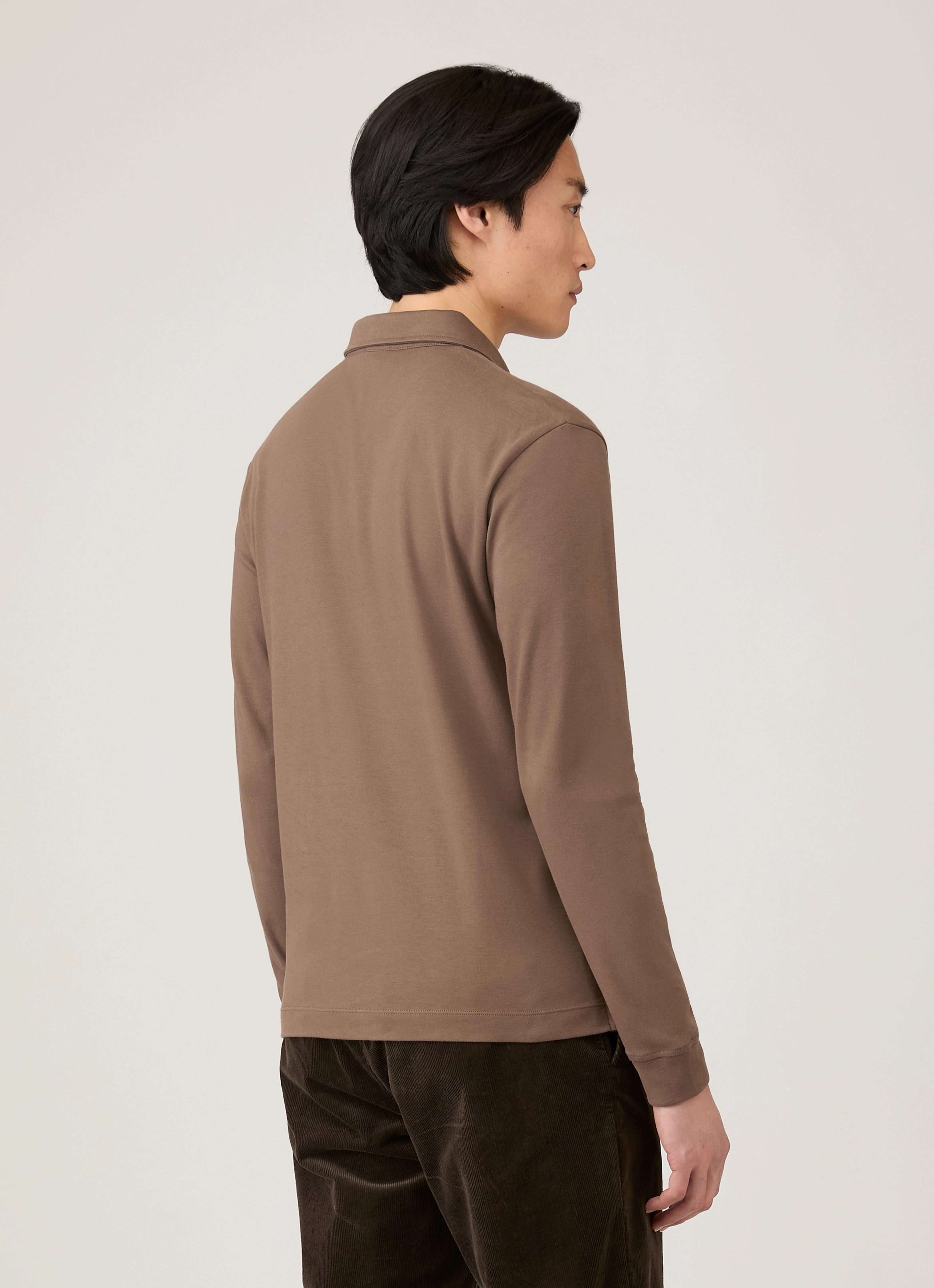 Men's Heavyweight Rugby Polo Shirt in Bark Minimal Tee
