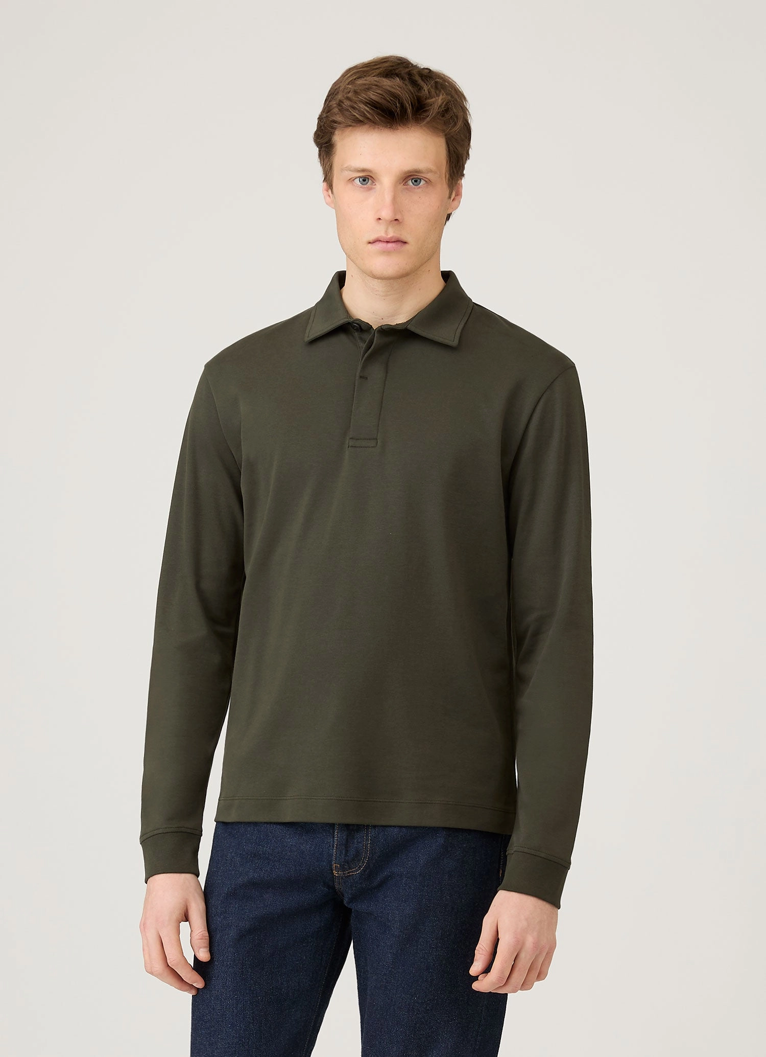 Men's Heavyweight Rugby Polo Shirt in Dark Green Work Casual