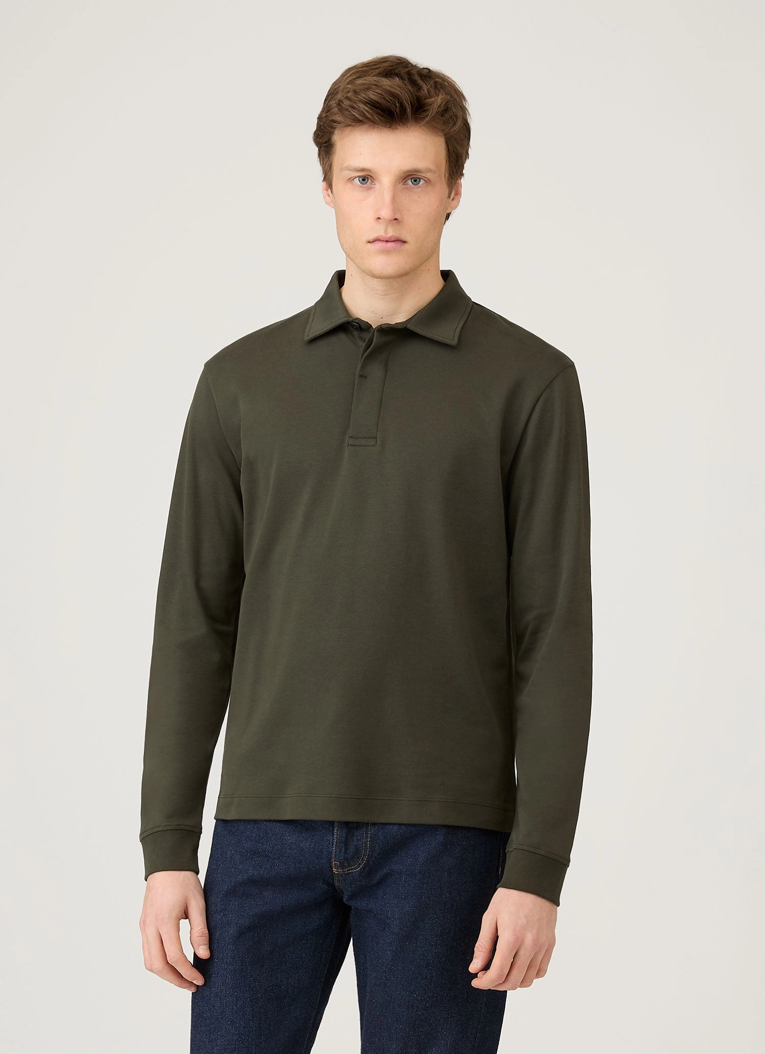 Men's Heavyweight Rugby Polo Shirt in Dark Green Work Casual